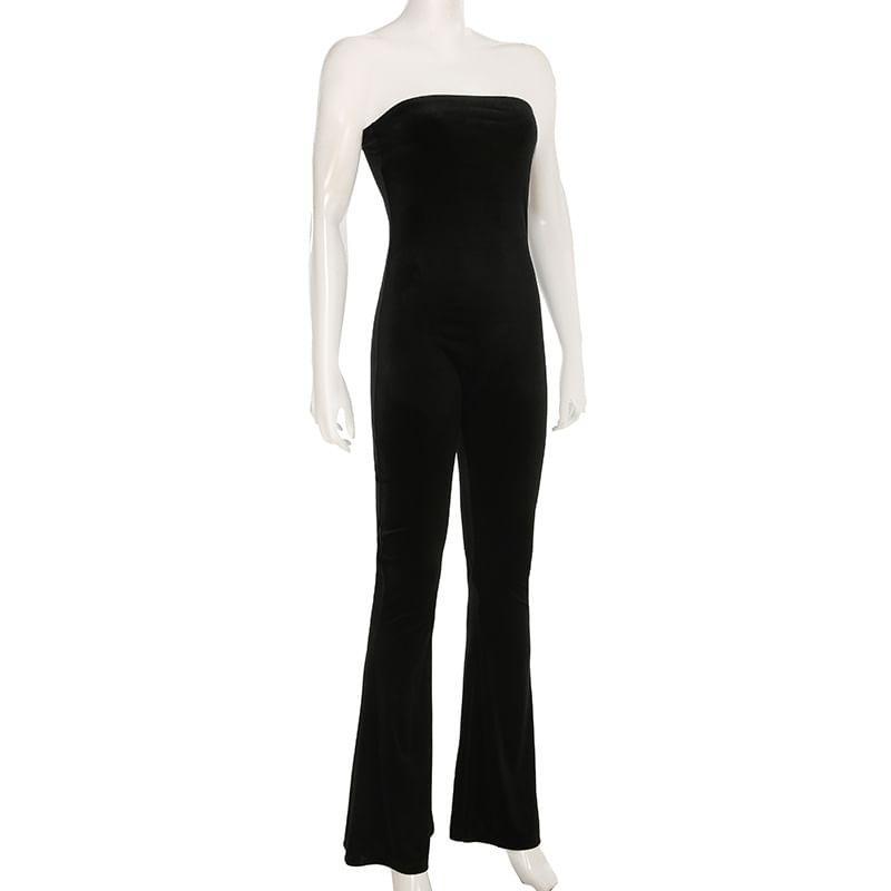 Strapless Plain Flared Jumpsuit Product Image