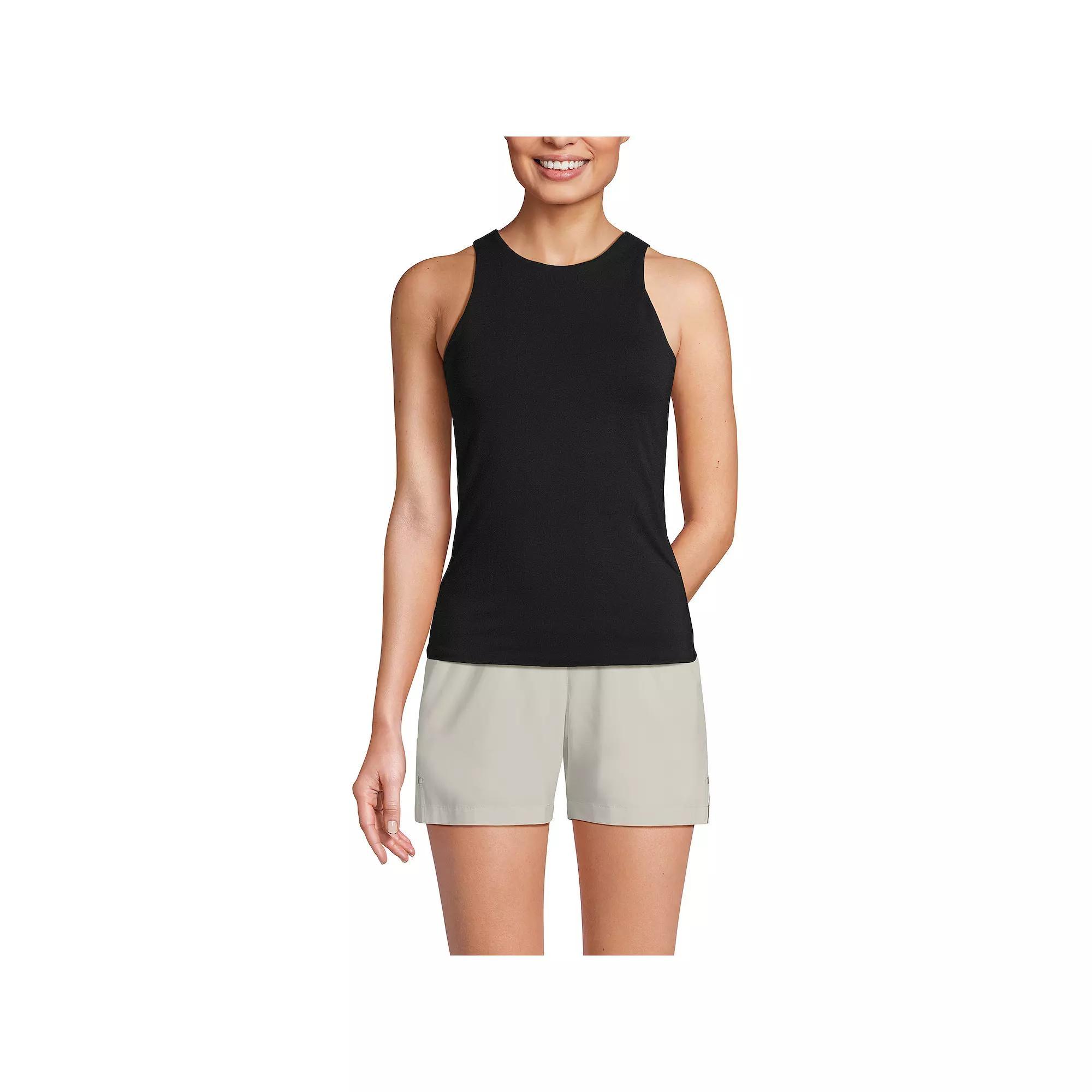 Women's Lands' End Fitted Crewneck Tank Top, Size: Small, Black Product Image