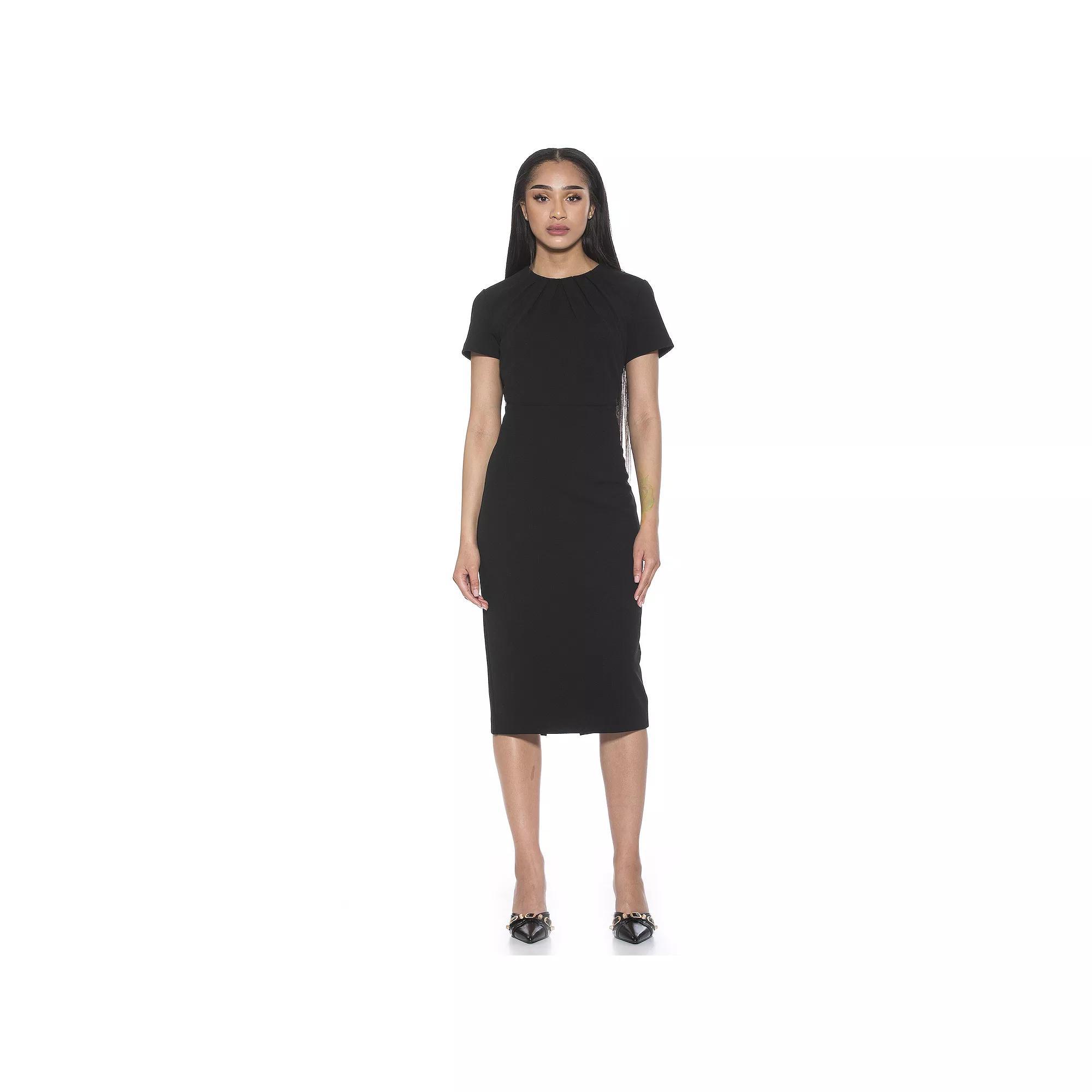 Womens ALEXIA ADMOR Quinn Draped-Neck Midi Sheath Dress Product Image