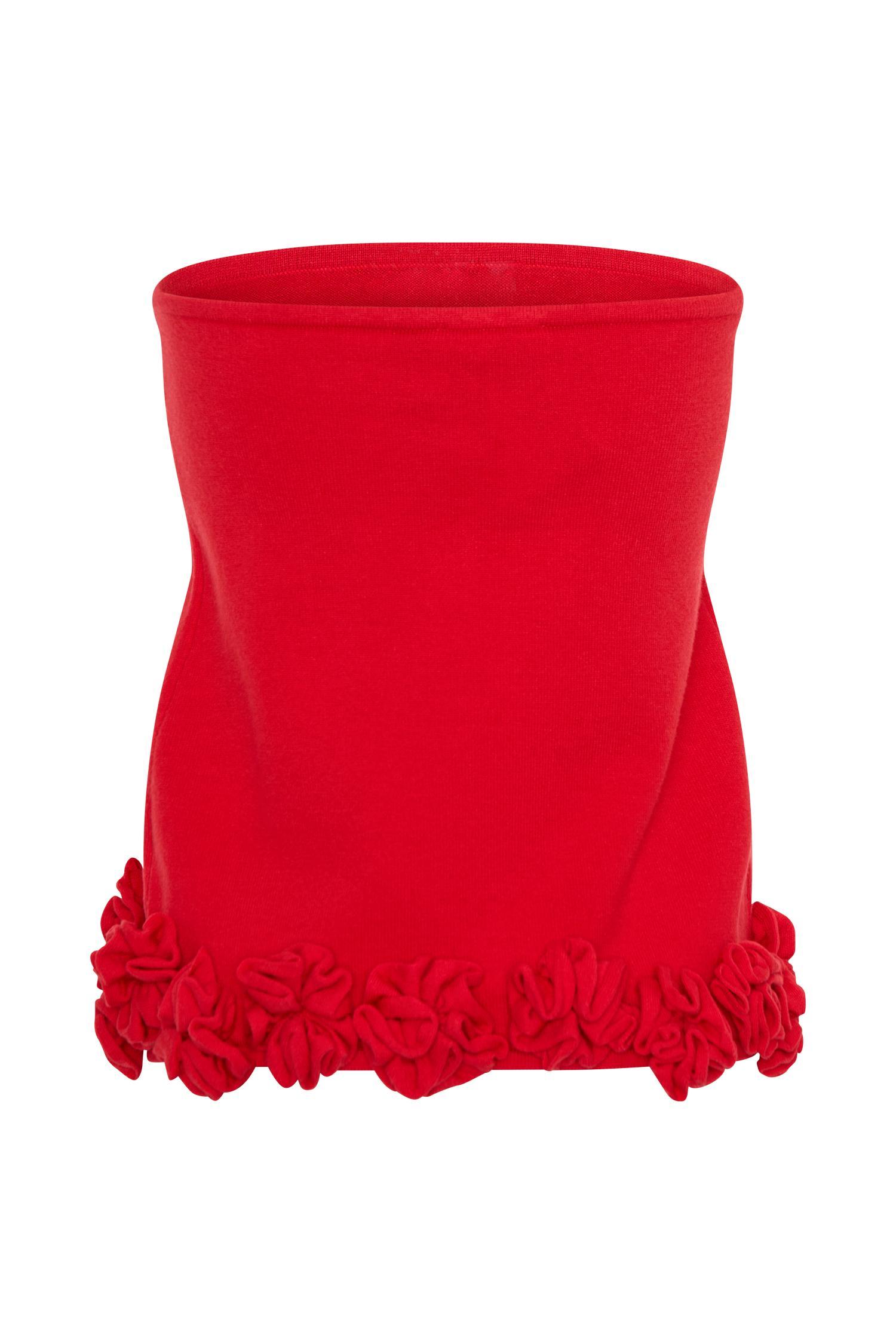 Gianna Knit Mini Skirt With Flowers - Red Product Image