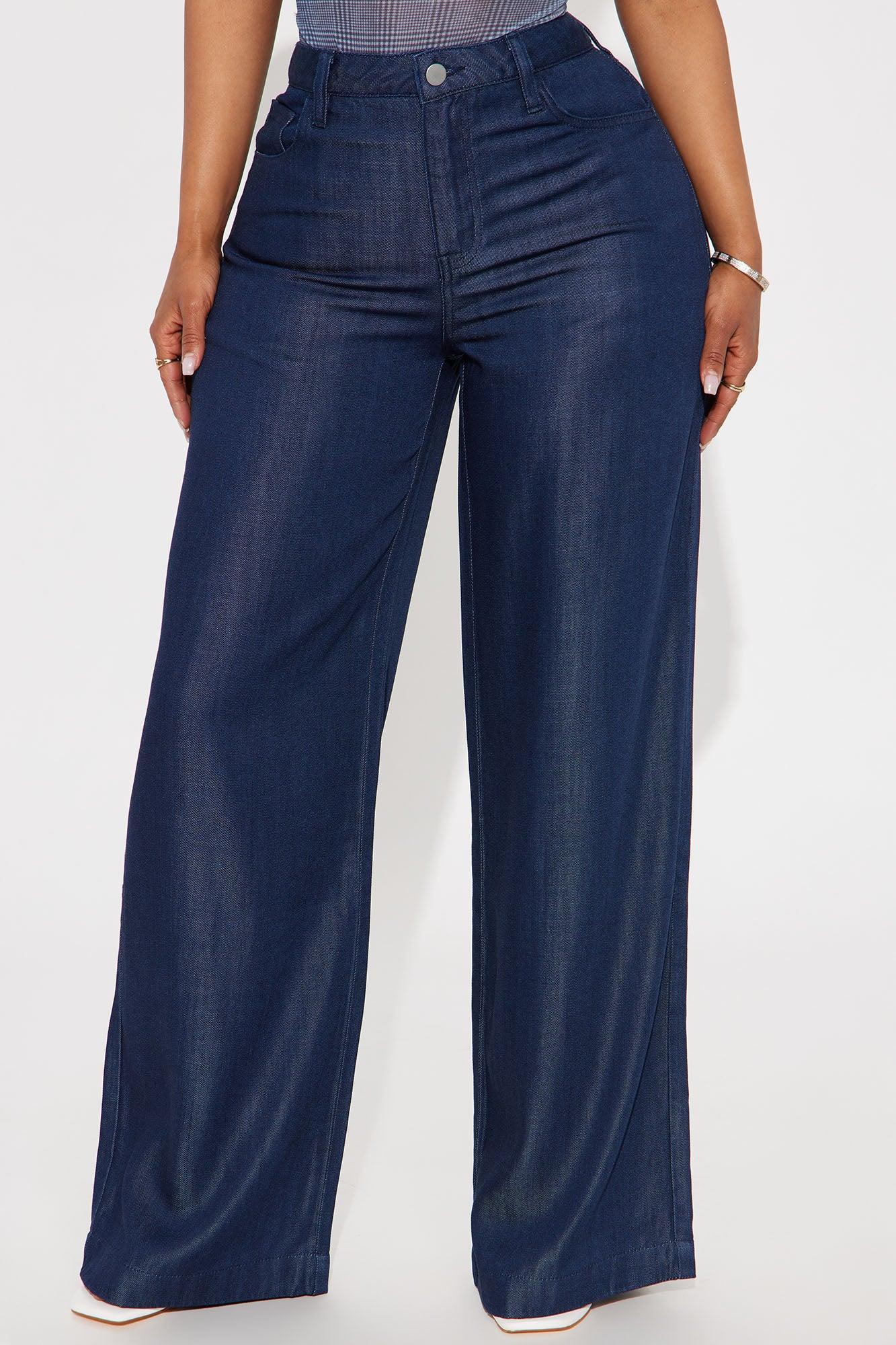 Maya Drapey Wide Leg Jeans - Dark Wash Product Image
