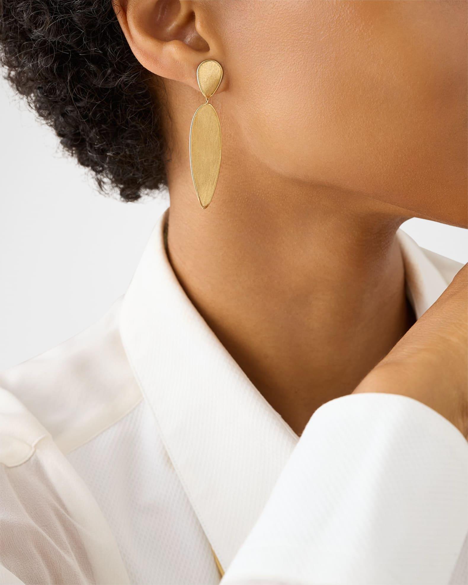 18K Yellow Gold Lunaria Twist Double Drop Earrings Product Image
