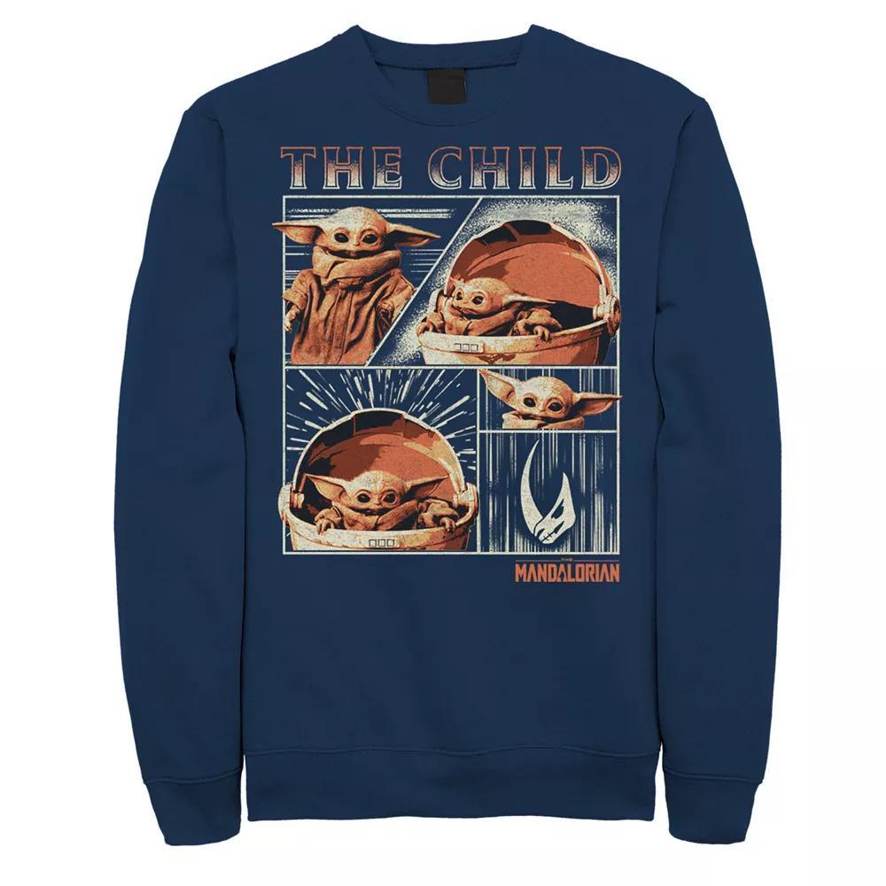 Men's Star Wars The Mandalorian The Child Collage Sweatshirt, Size: Medium, Blue Product Image
