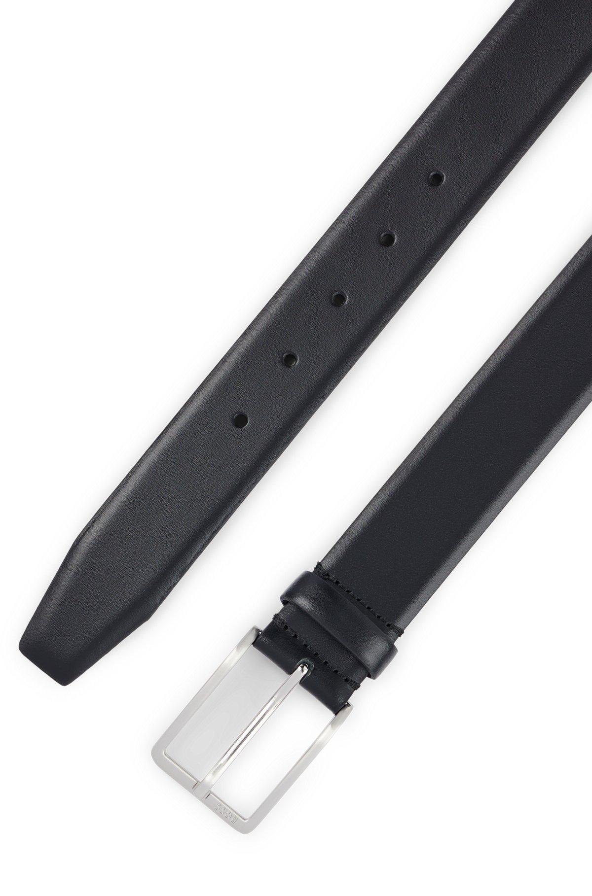 Italian-made leather belt with engraved-logo buckle Product Image