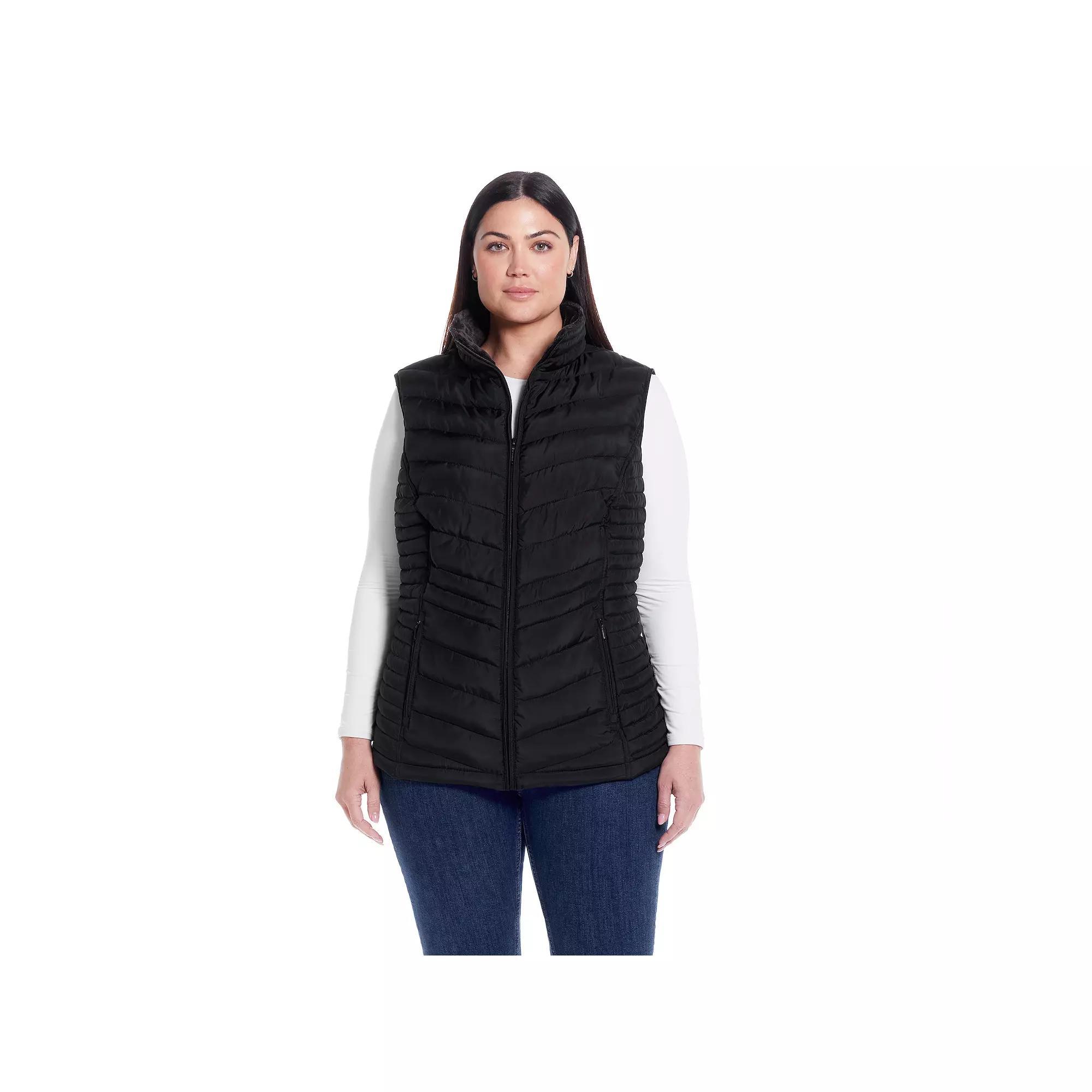 Plus Size Weathercast Plush Lined Vest, Women's, Size: 1XL, Blue Product Image