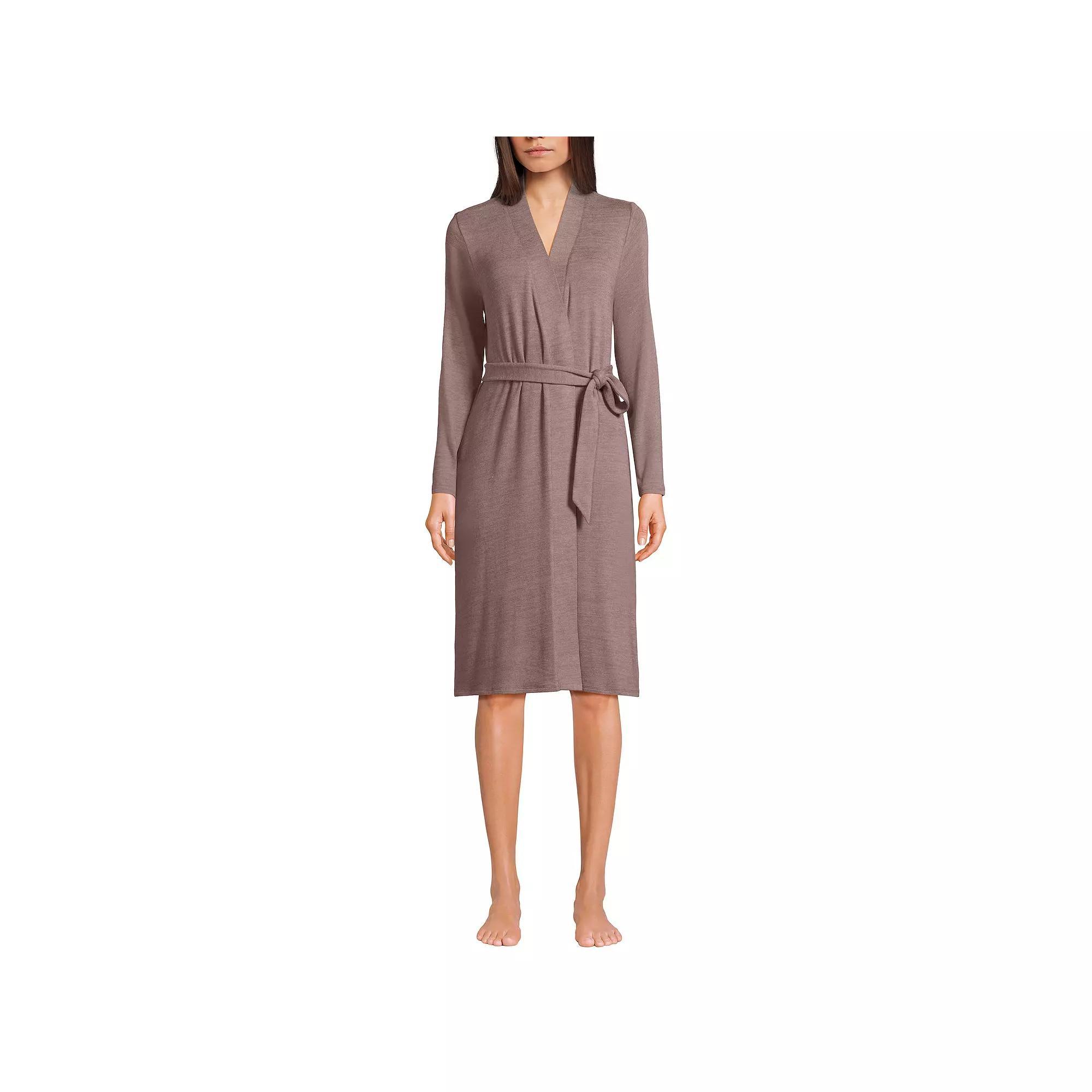 Women's Lands' End Cozy Faux Cashmere Robe, Size: Small, Rosewood Grey Product Image