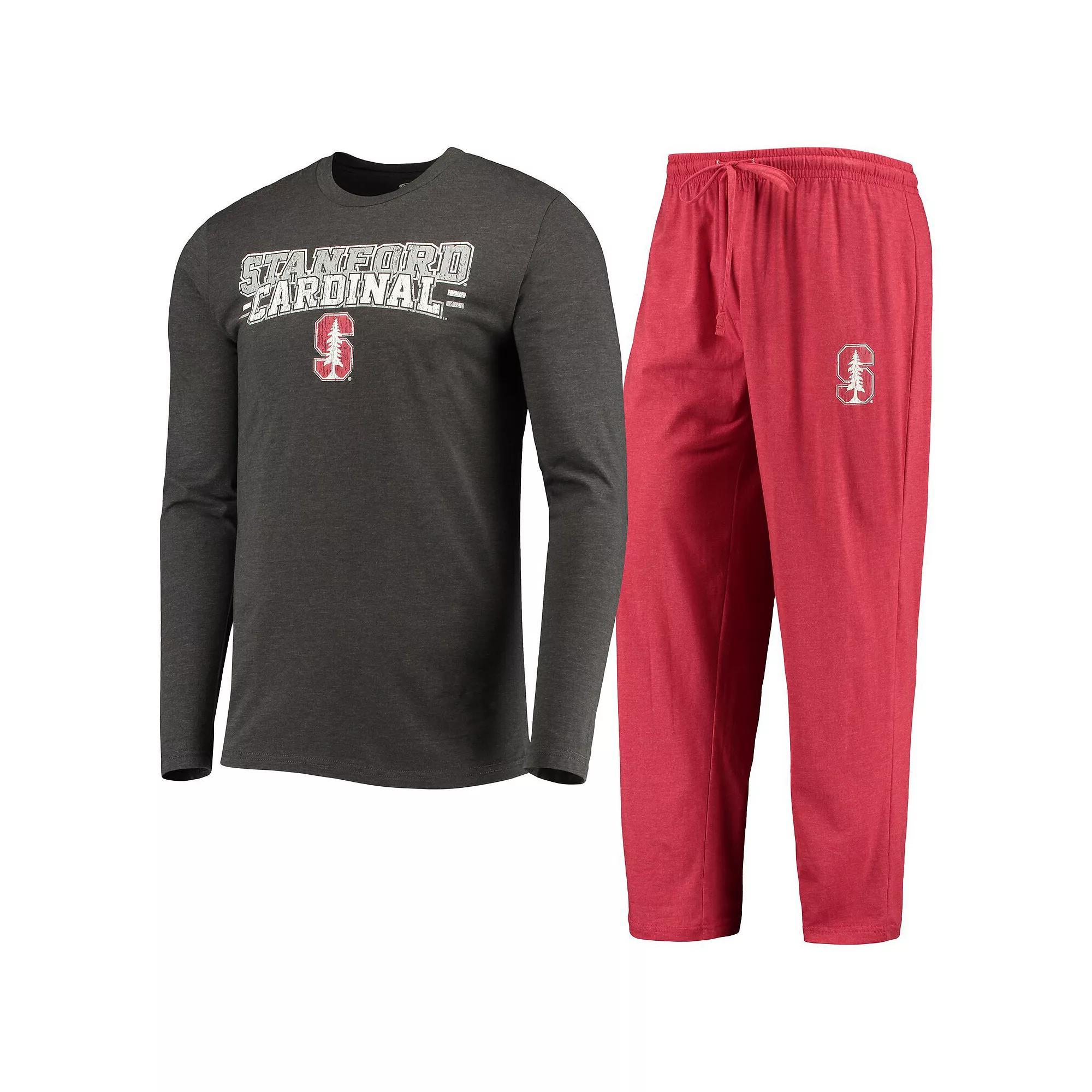 Men's Concepts Sport Cardinal/Heathered Charcoal Stanford Cardinal Meter Long Sleeve T-Shirt & Pants Sleep Set, Size: Large Product Image