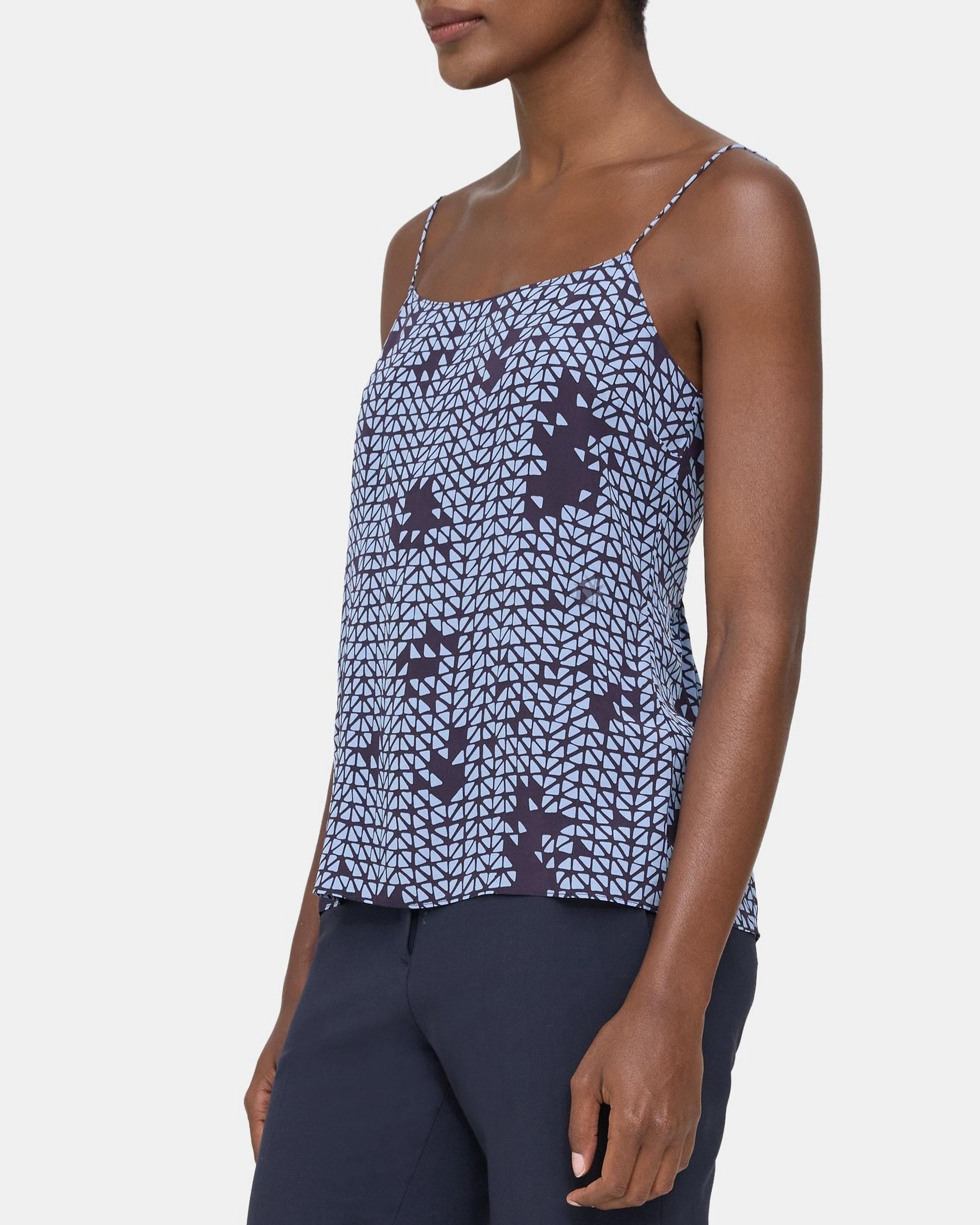 Smocked Camisole in Geometric Silk Crepe Product Image