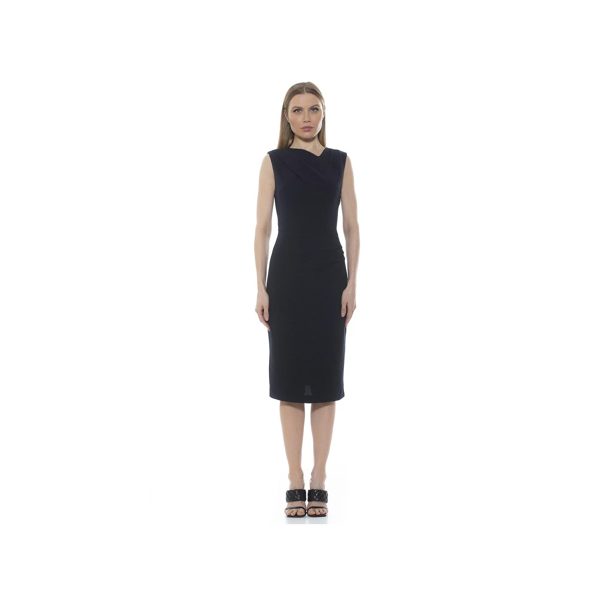 Women's ALEXIA ADMOR Khloe Ruched Midi Sheath Dress, Size: Large, Green Product Image
