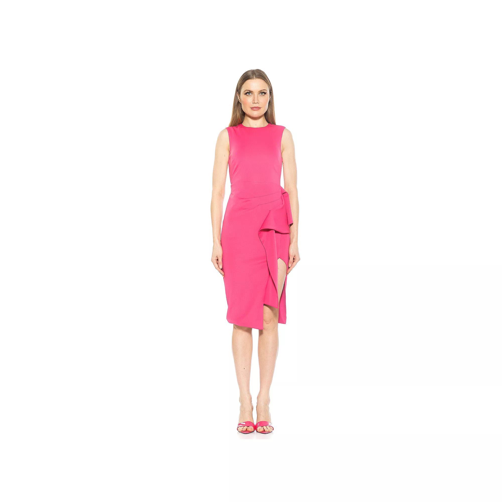 Womens ALEXIA ADMOR Valeri Crewneck Asymmetric Draped Sheath Dress Product Image