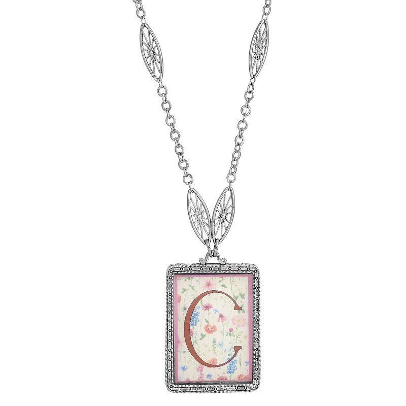 1928 Floral Motif Initial Pendant, Women's, G Product Image