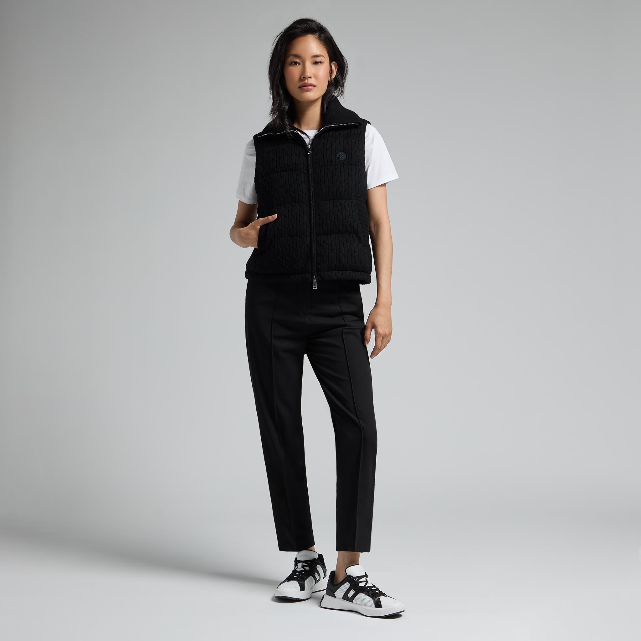CABLE KNIT WOOL BLEND DOWN PUFFER VEST Product Image