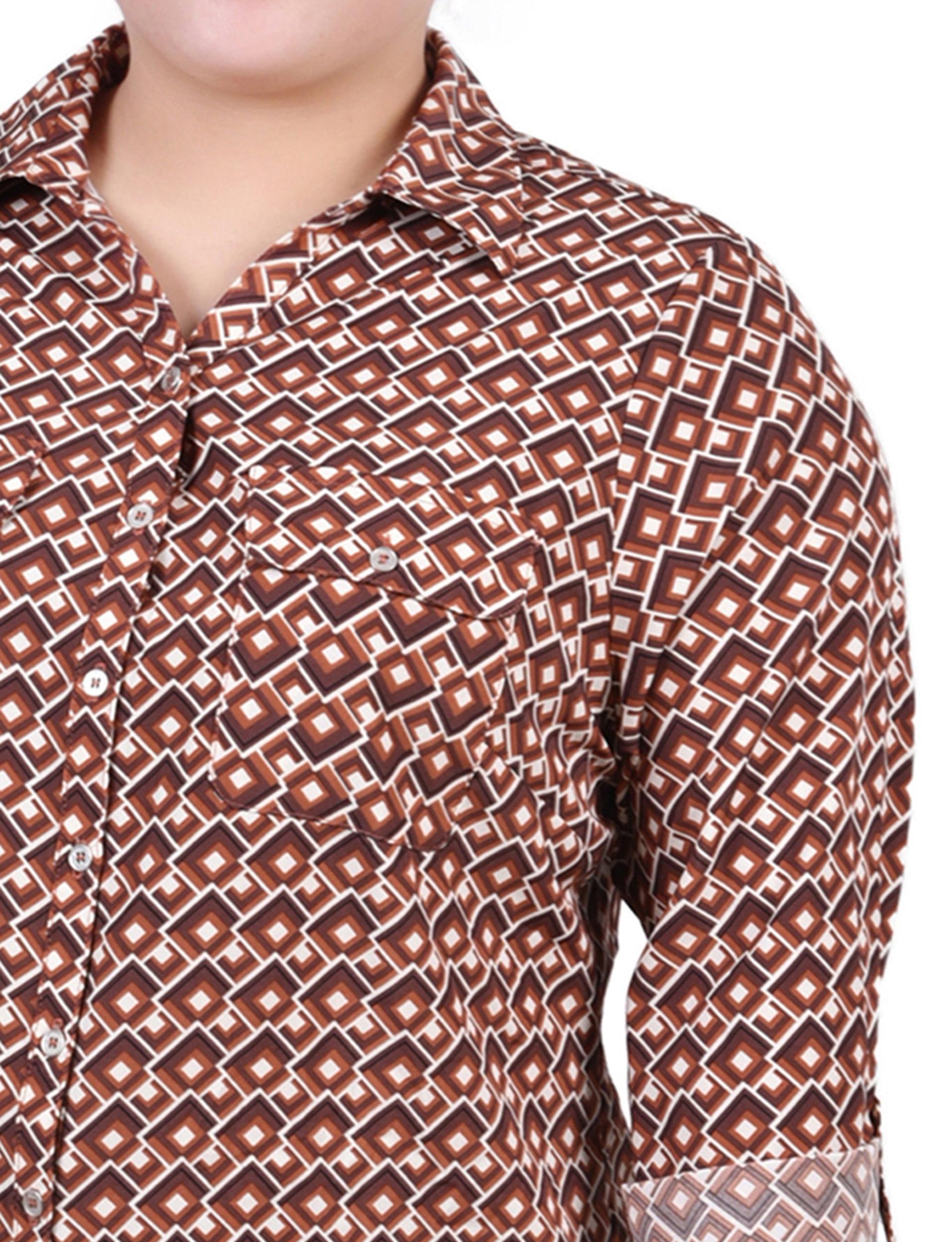 Yellow 3/4 Roll Tab Blouse With Pockets - Plus Size Product Image
