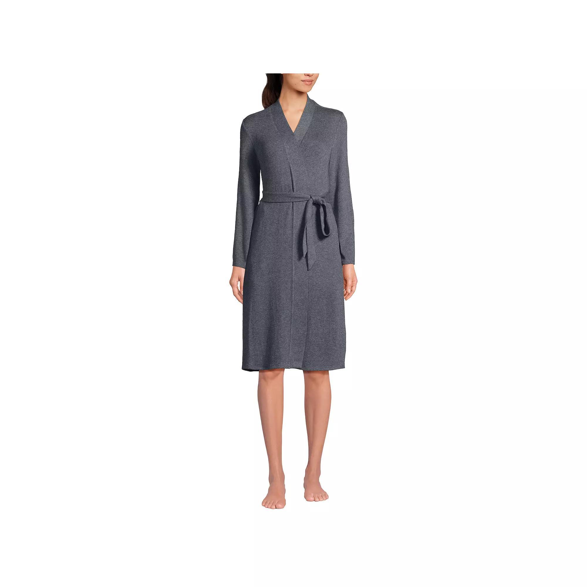 Women's Lands' End Cozy Faux Cashmere Robe, Size: Small, Grey Heather Product Image