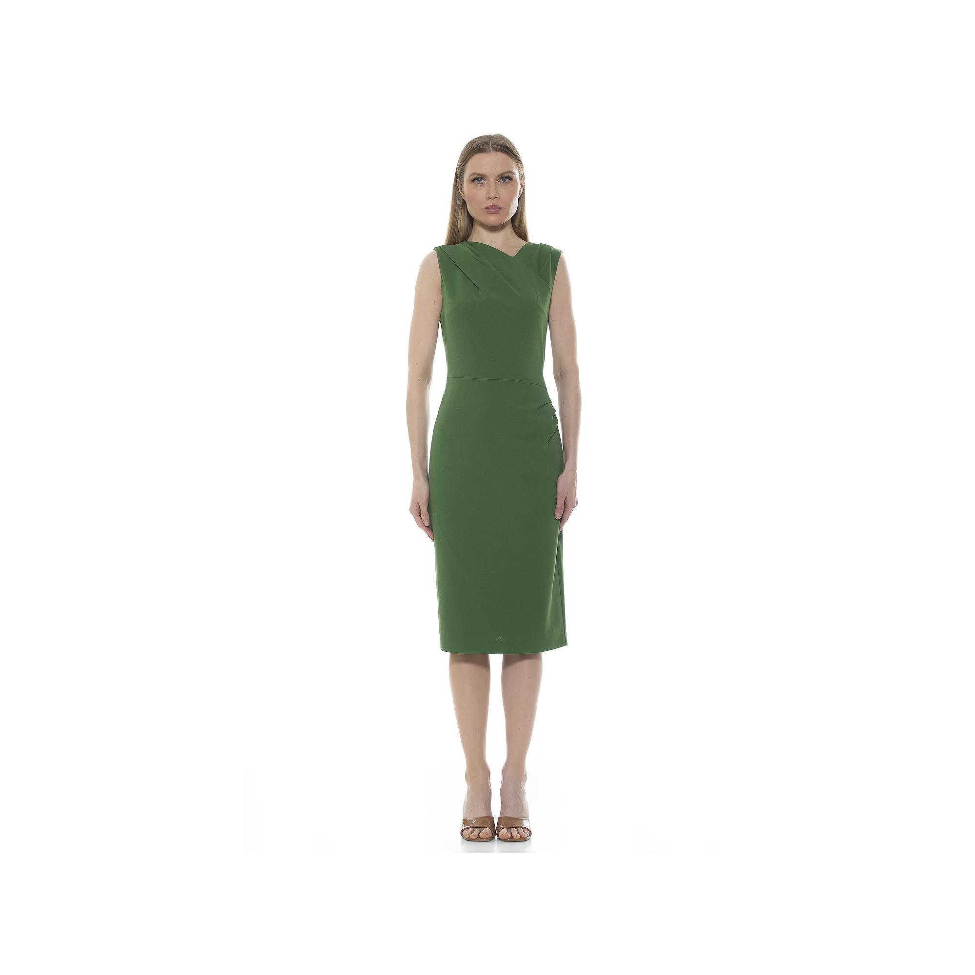 Women's ALEXIA ADMOR Khloe Ruched Midi Sheath Dress, Size: Large, Green Product Image