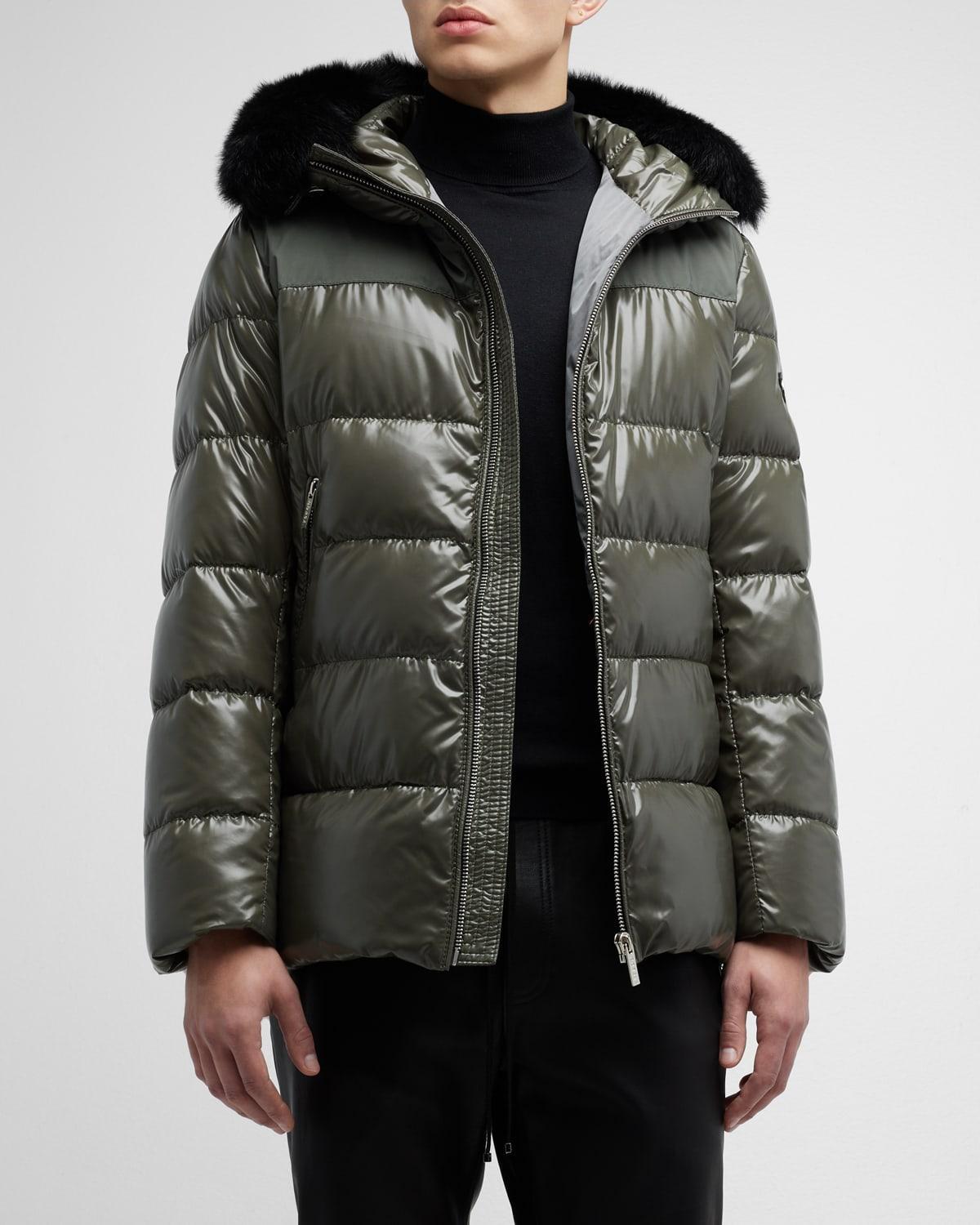 Mens Apres Ski Parka With Detachable Lamb Shearling Hood Trim Product Image