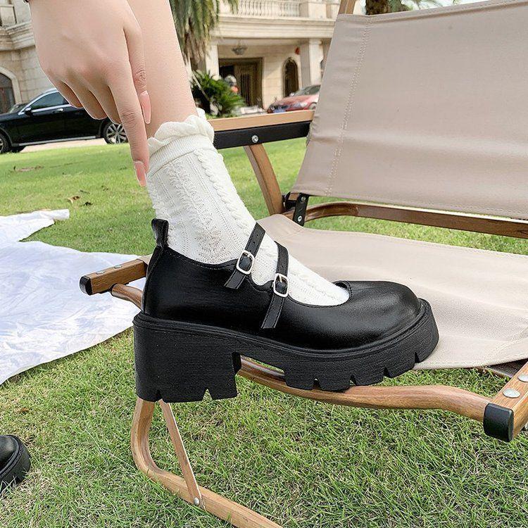Platform Block Heel Mary Jane Shoes Product Image