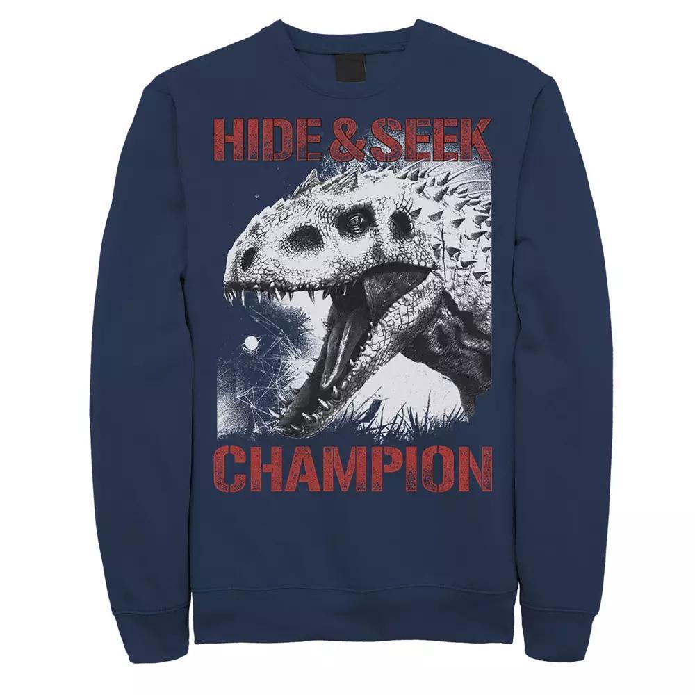 Men's Jurassic World Indominus Hide & Seek Champ Graphic Fleece Pullover, Size: Medium, Blue Product Image