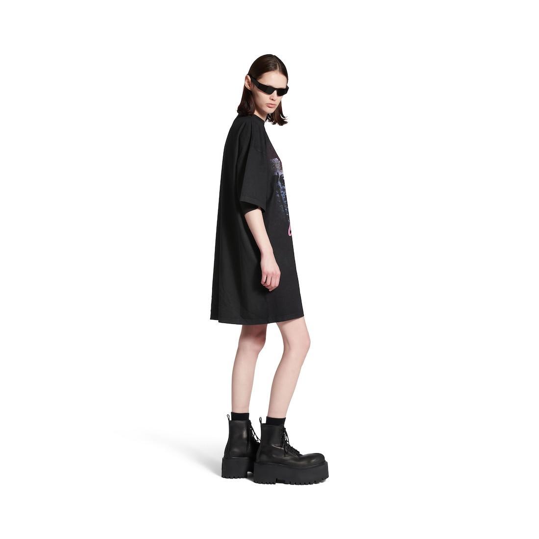 Women's City Of Angels T-shirt Dress in Black Faded Product Image