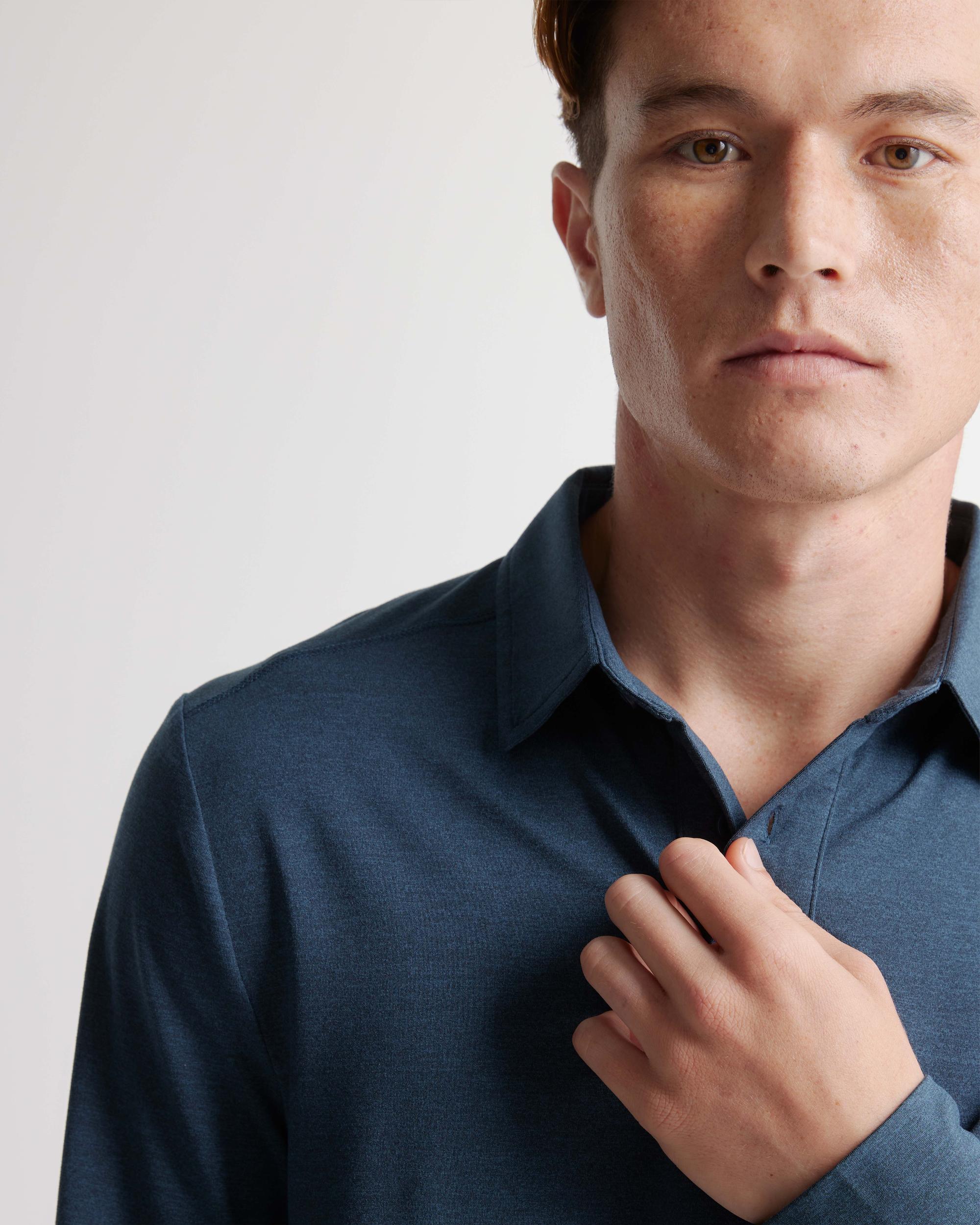 Quince | Men's Flowknit Breeze Performance Long Sleeve Polo Size XL, Recycled Polyester Product Image