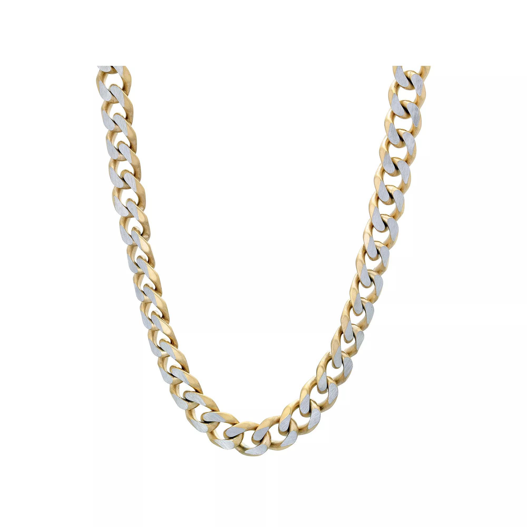 Mens LYNX Stainless Steel Curb Chain Necklace Silver Product Image