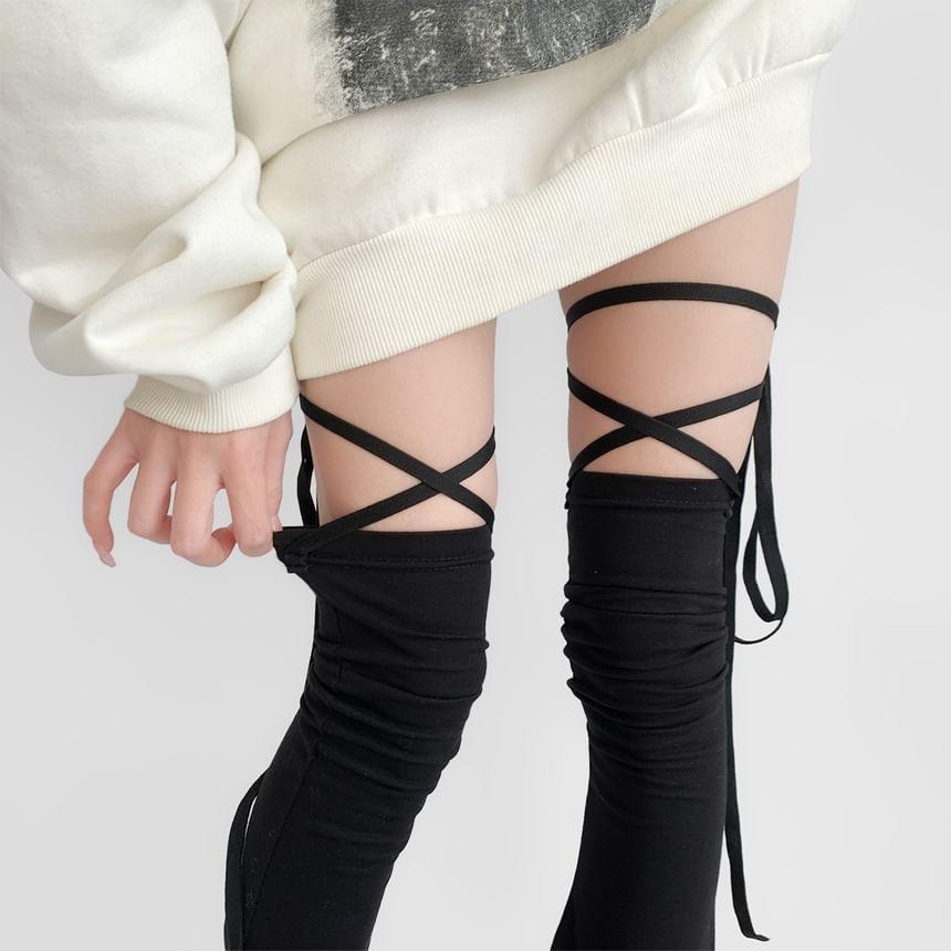 Lace-Up Plain Leg Warmer Product Image
