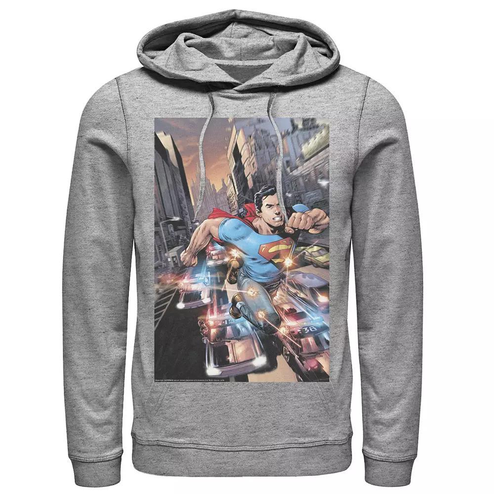 Mens DC Comics Superman Flashing Lights Poster Hoodie Product Image