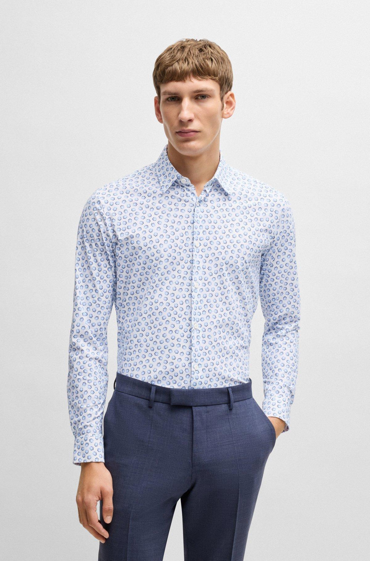 Slim-fit shirt in floral-print performance-stretch jersey Product Image