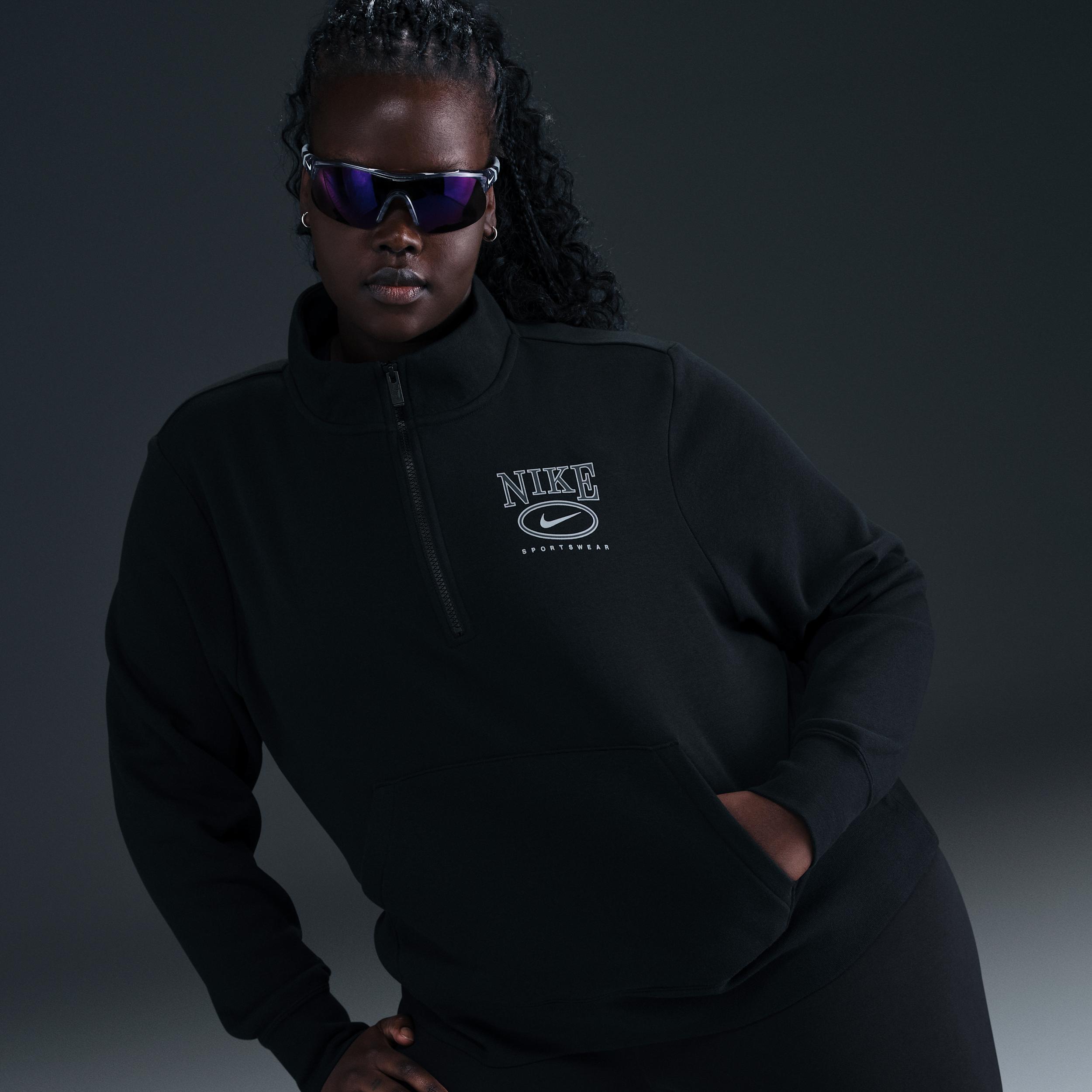 Nike Sportswear Club Fleece Women's Mock-Neck 1/2-Zip Graphic Top (Plus Size) Product Image