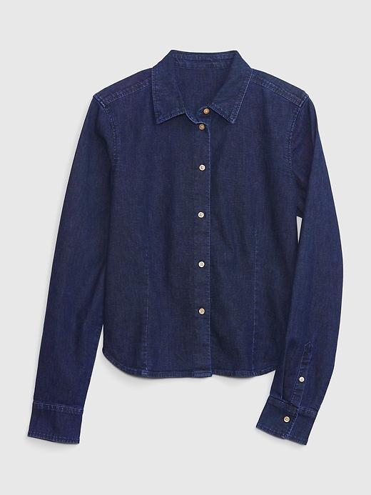 Cropped Denim Shirt Product Image