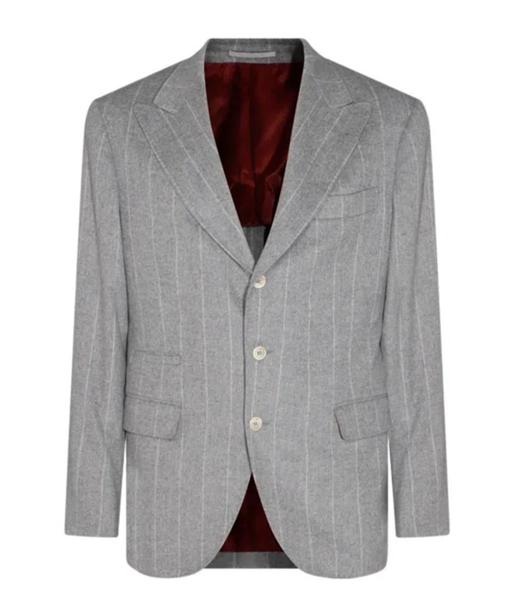 BRUNELLO CUCINELLI Single Breasted Tailored Blazer In Multicolor Product Image