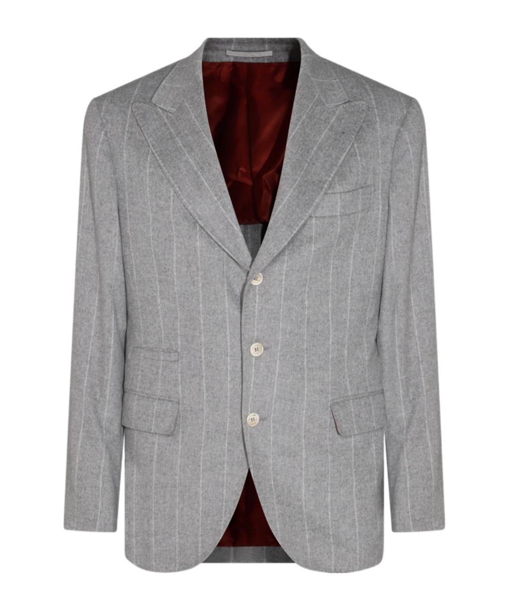 BRUNELLO CUCINELLI Single Breasted Tailored Blazer In Multicolor Product Image