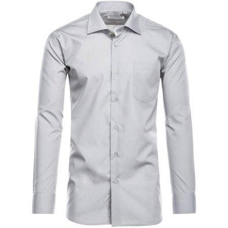 Cotton Blend Dress Shirt Regular Fit In Gray Product Image
