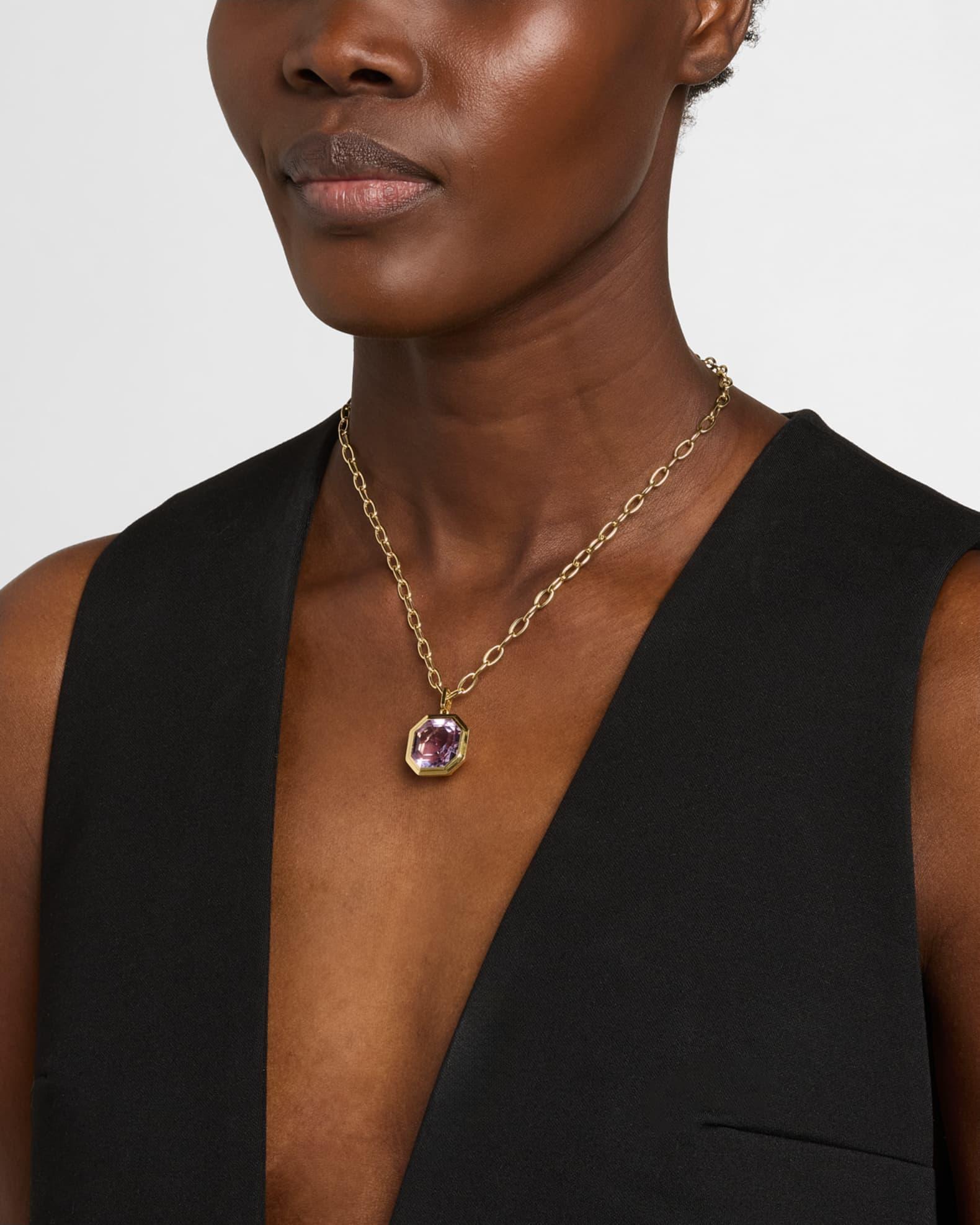 Manhattan 18K Yellow Gold Lilac Amethyst Asscher Cut Pendant Necklace, 18"L Product Image
