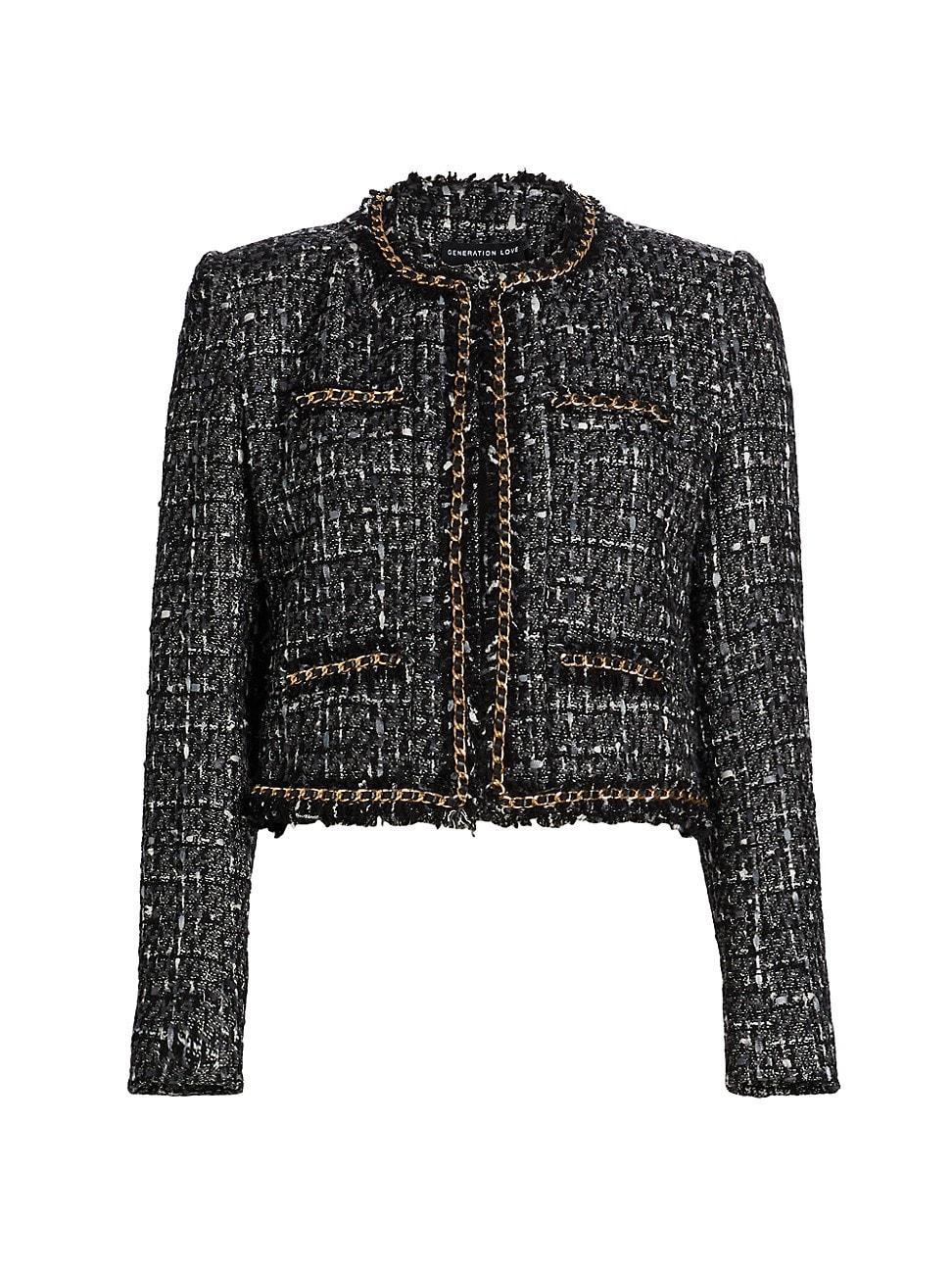 Womens Serena Chain-Embellished Tweed Blazer Product Image
