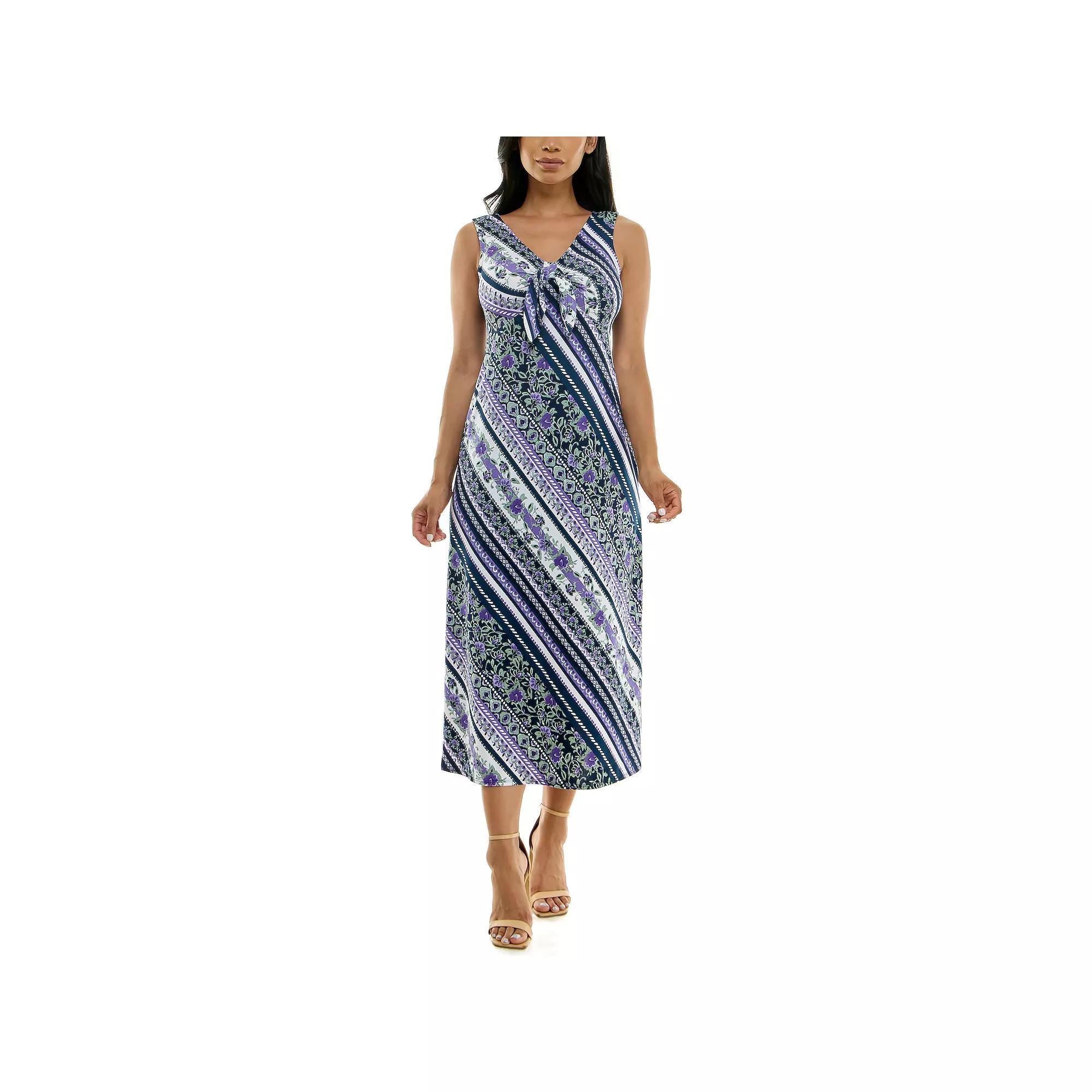 Womens Nina Leonard Tie Front Maxi Dress Product Image