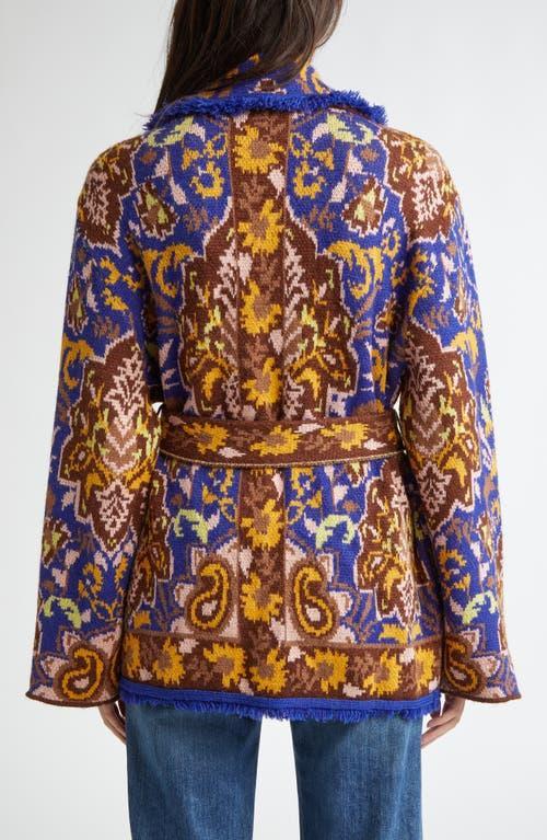 FARM RIO Glam Tapestry Knit Wrap Jacket In Glam Tapestry Blue Product Image