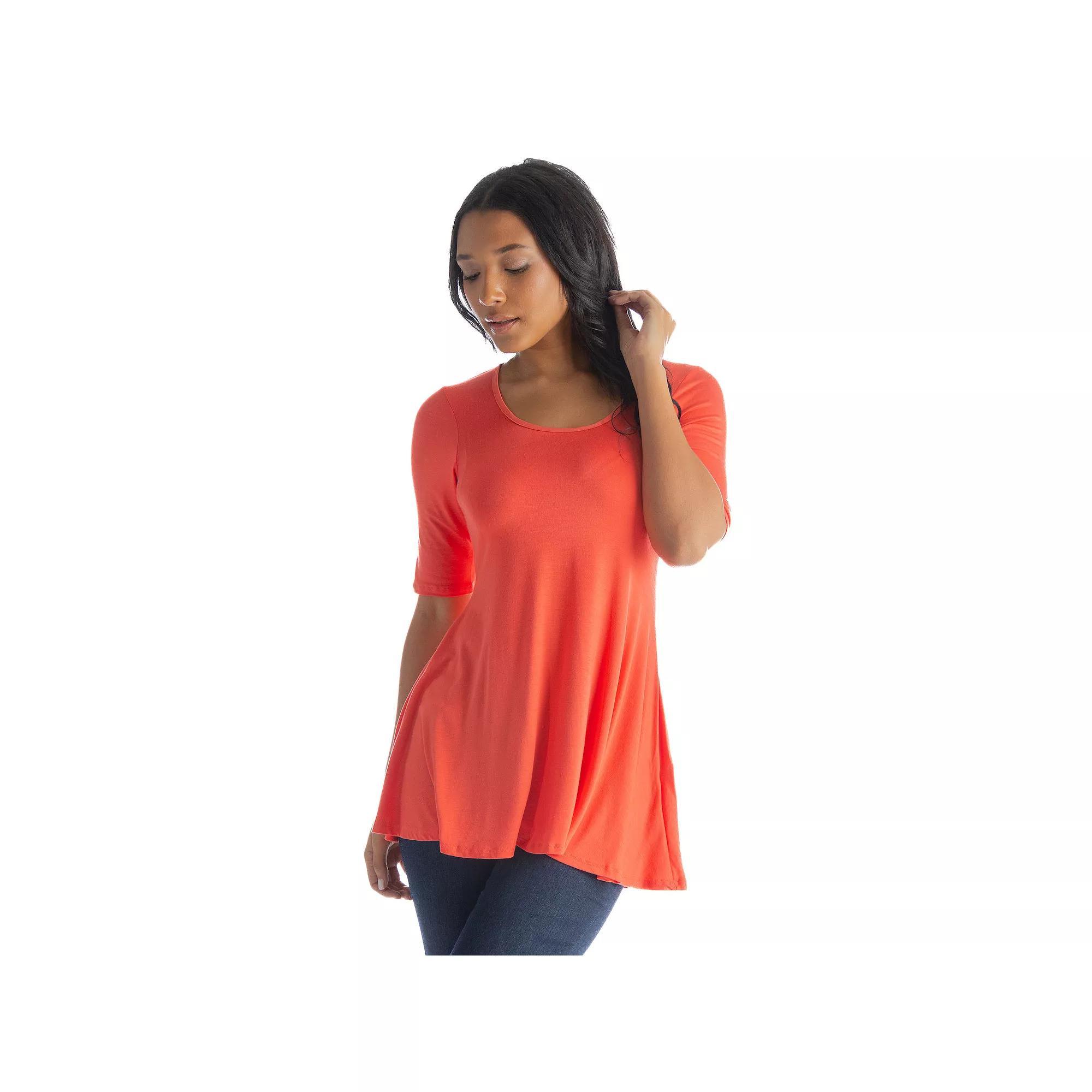 Womens 24Seven Comfort Apparel Elbow Sleeve Swing Tunic Top Product Image