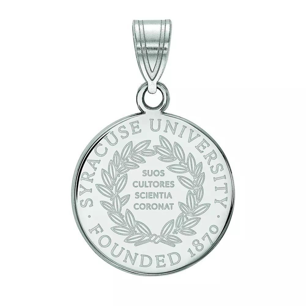 LogoArt Syracuse University Sterling Silver Rhodium Plated Medium Crest Pendant, Women's, Size: 22 mm Product Image