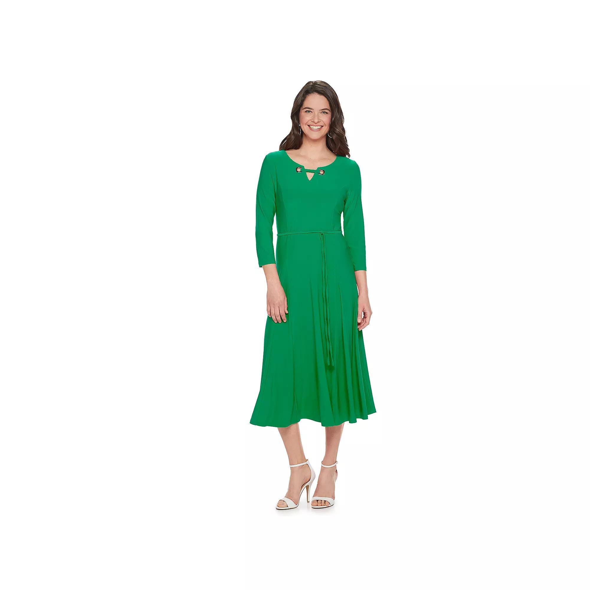 Women's Nina Leonard Grommet-Detail Midi Dress, Size: Small, Kelly Green Product Image