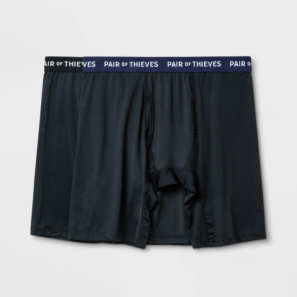 Pair of Thieves Men's Skull Print Super Fit Long Leg Boxer Briefs 2pk - Black/White L: Mid Rise Mesh Underwear Product Image