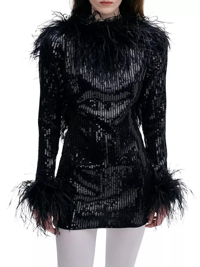 Juises Sequined & Feather Minidress Product Image