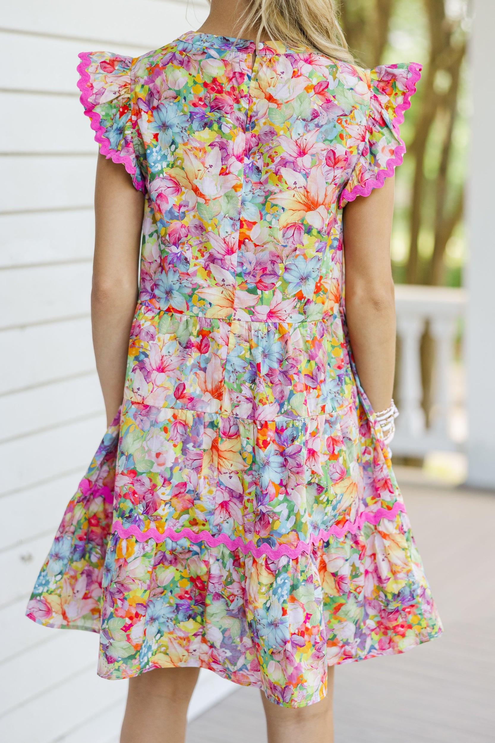 Open Your Heart Pink Floral Dress Female Product Image