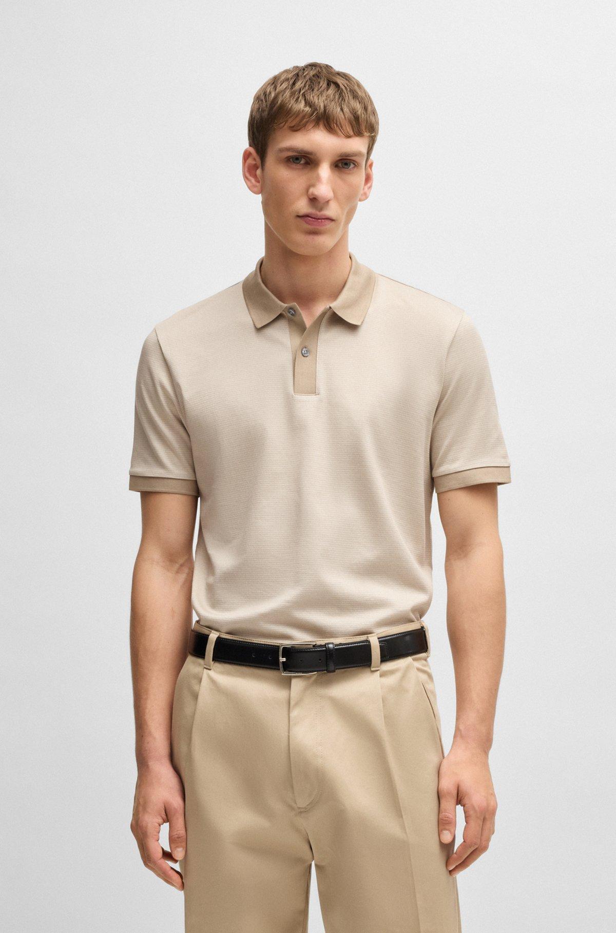 Mercerized-cotton polo shirt with micro pattern Product Image