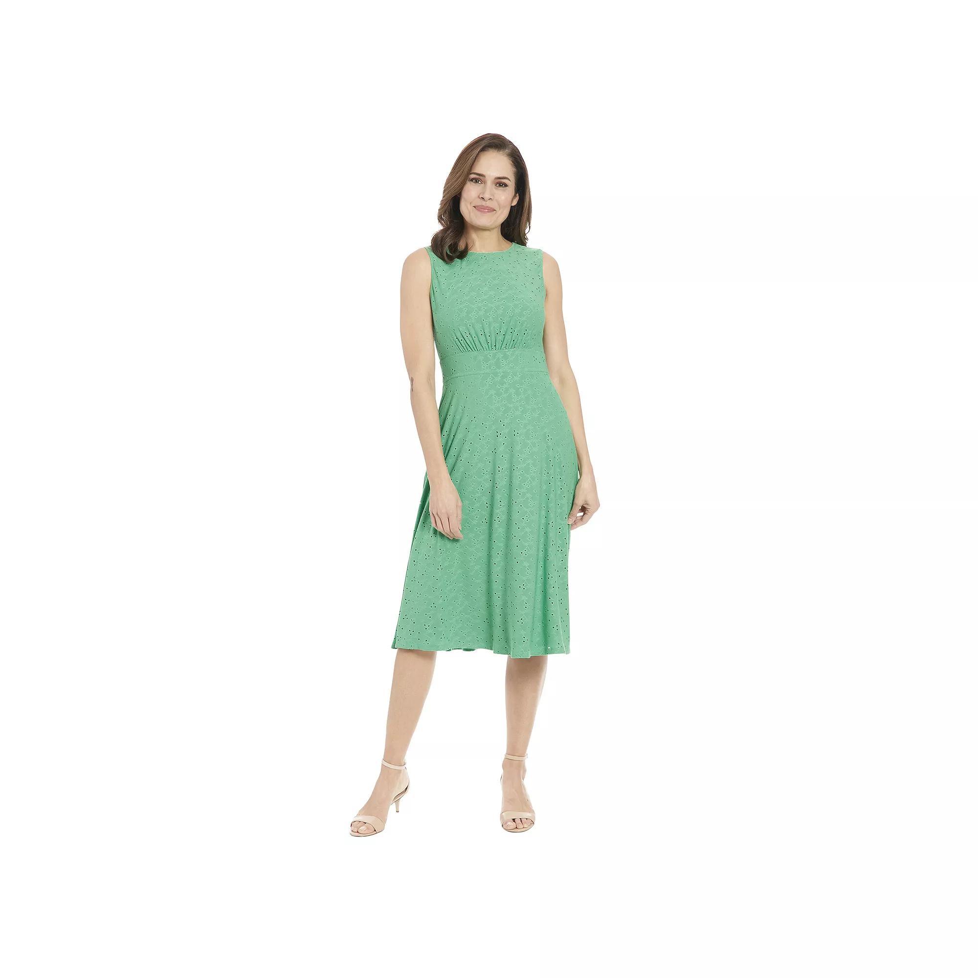 Women's London Times Eyelet Inset Midi Dress, Size: 4, Green Product Image