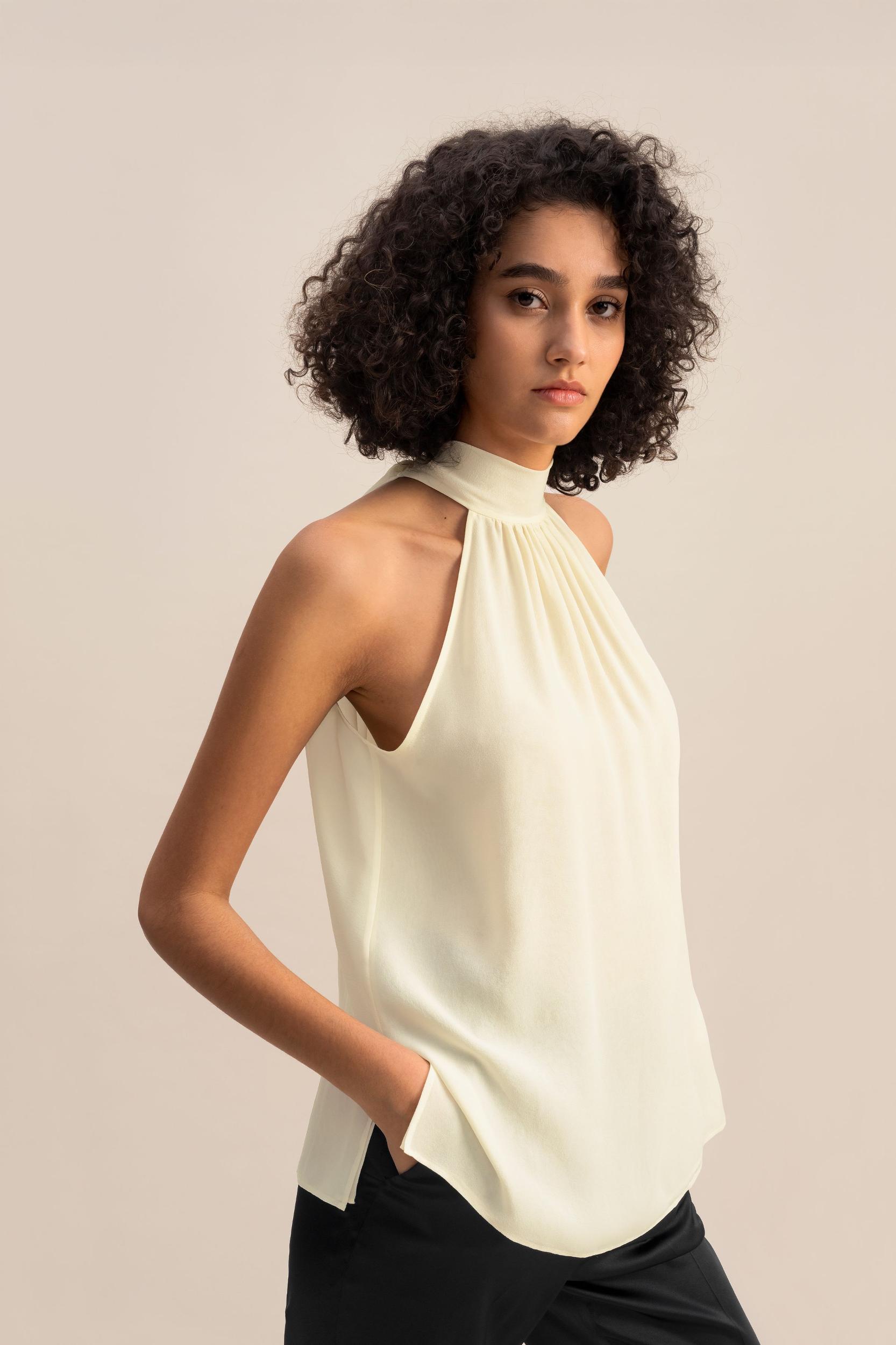 Silk Georgette Halter Neck Top Product Image