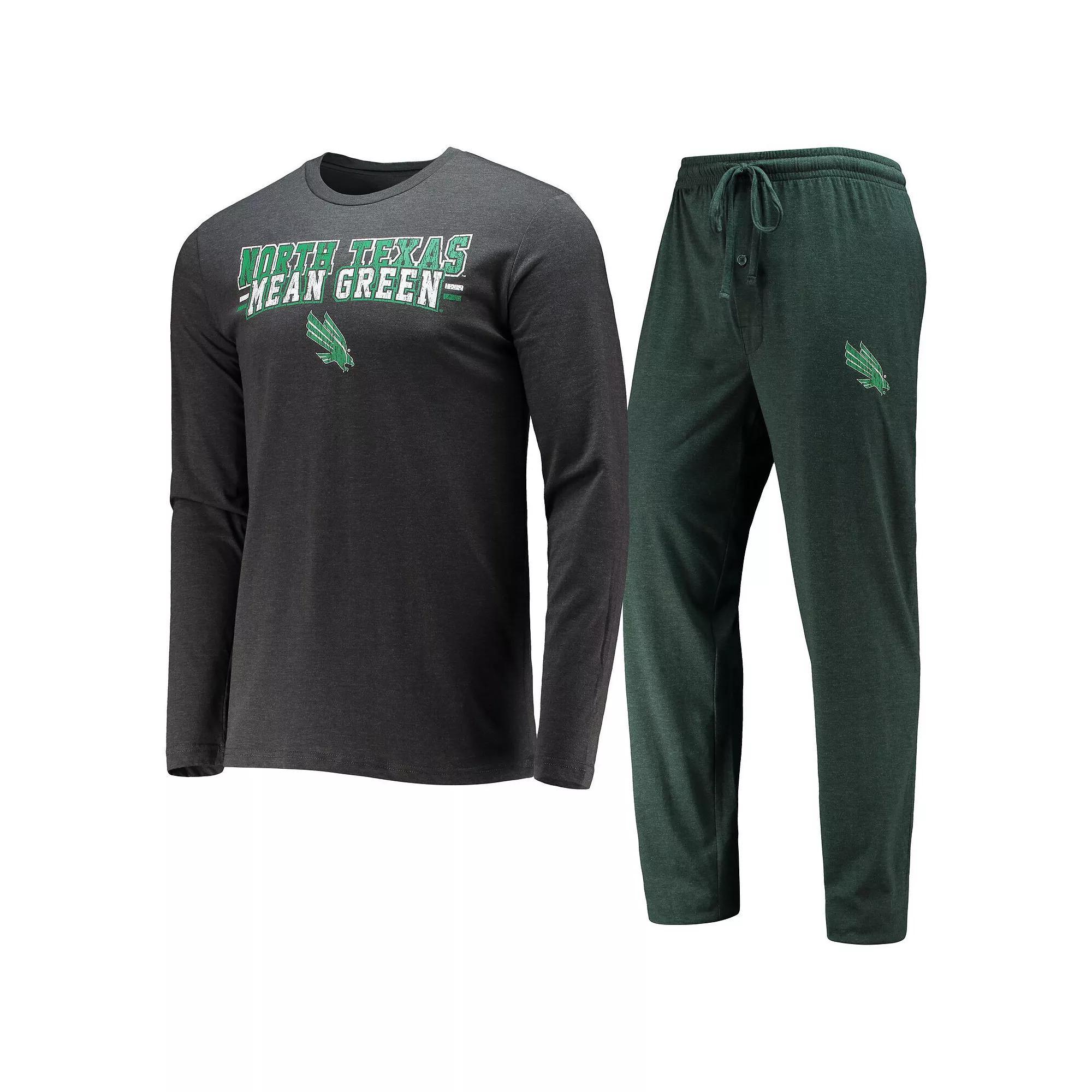 Men's Concepts Sport Kelly Green/Heathered Charcoal North Texas Mean Green Meter Long Sleeve T-Shirt & Pants Sleep Set, Size: XL, Nc2 Green Product Image