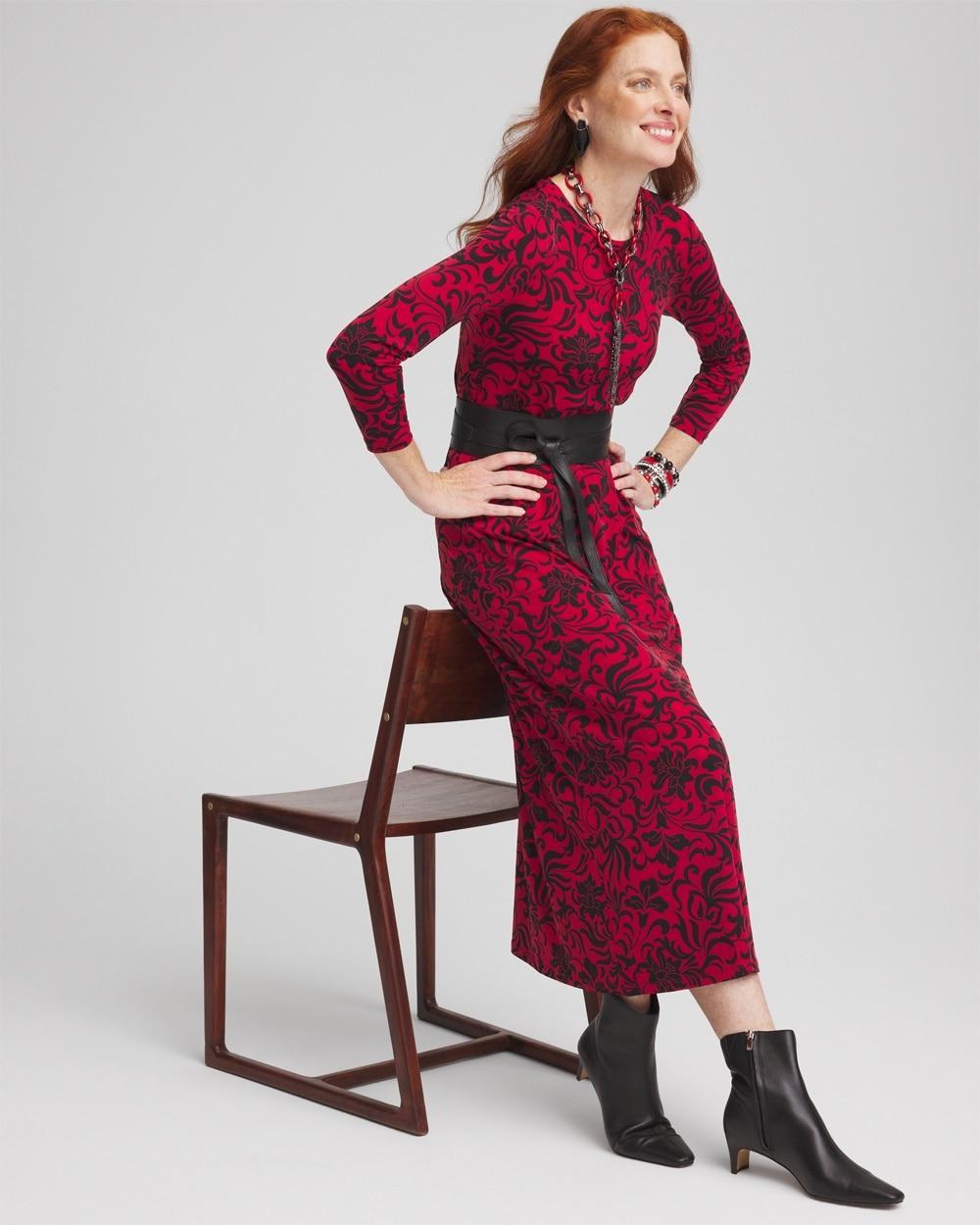 Swirl Print Long-Sleeve Maxi Dress Product Image