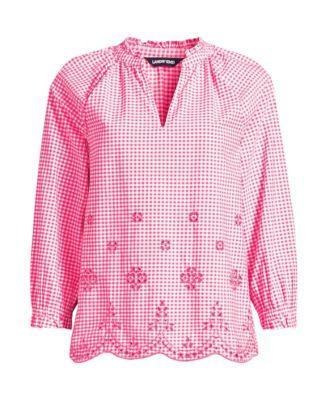 Women's Lands' End Eyelet Split Neck Shirt, Size: Medium, White Product Image