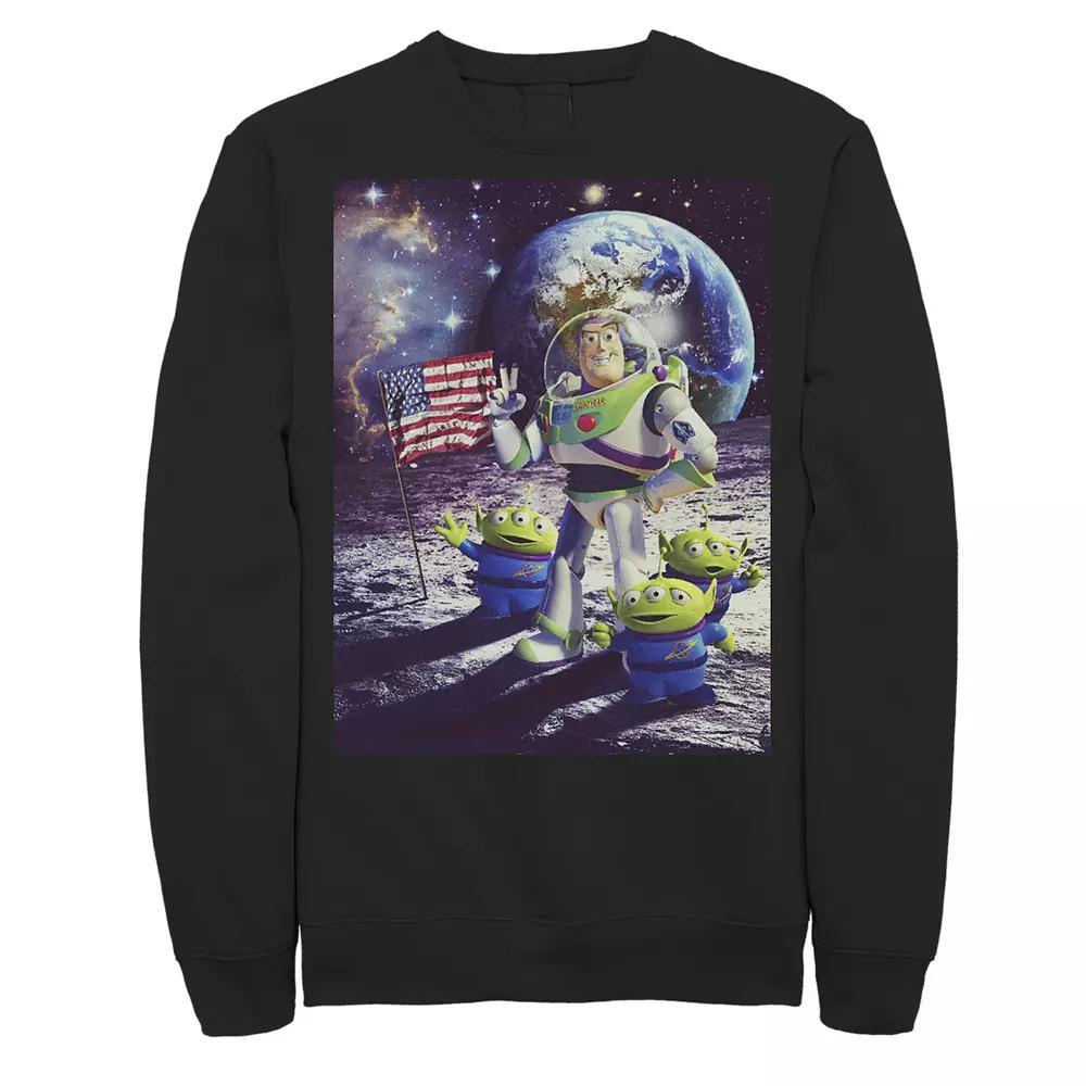 Disney / Pixar's Toy Story Buzz Lightyear and Aliens Men's On The Moon Photo Sweatshirt, Size: Medium, Black Product Image